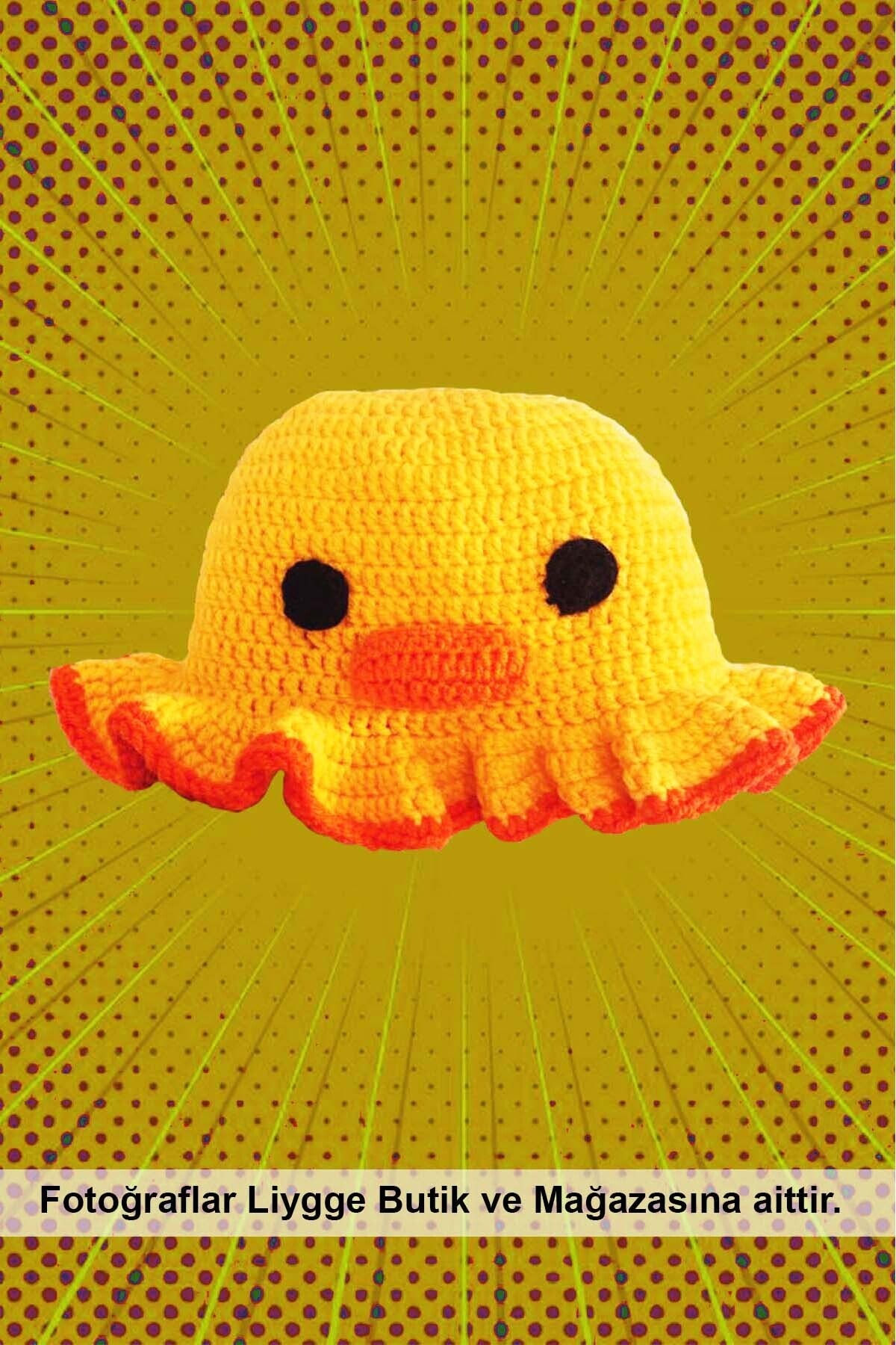 Liygge Butik %100 El Işi Kadın/ Erkek Bucket Crochet Sarı Ördek Model Şapka
