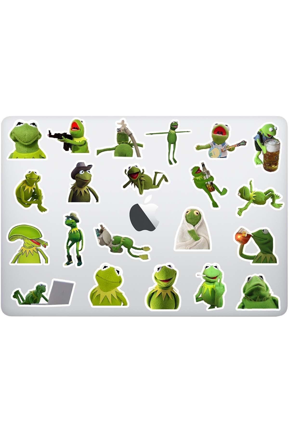 Stickir Kurbağa Kermit Mood Sticker Paketi - Modluk Latop Sticker Seti 20 Adet