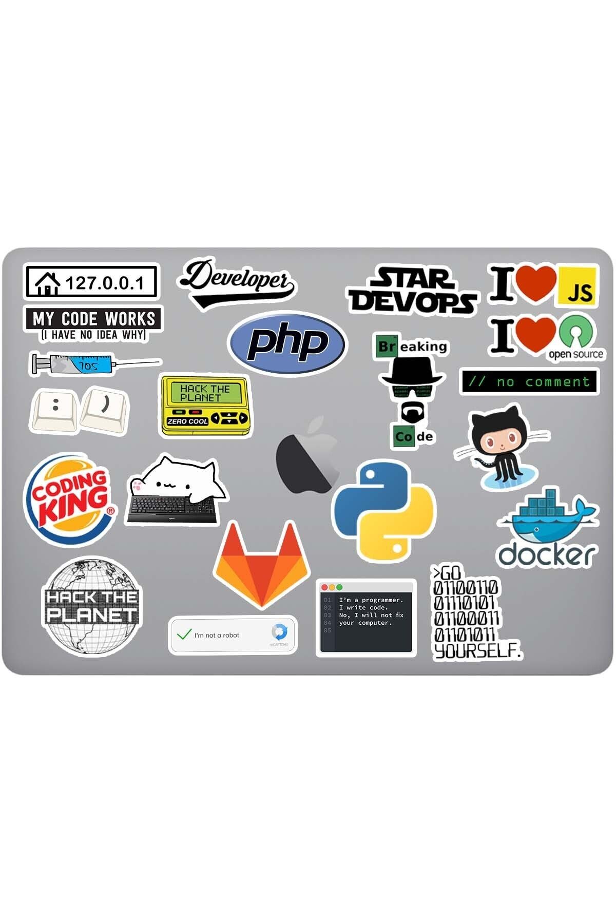Stickir Yazılımcı, Developer Sticker Paketi 2 - Coder Macbook Laptop Sticker Seti 20 Adet
