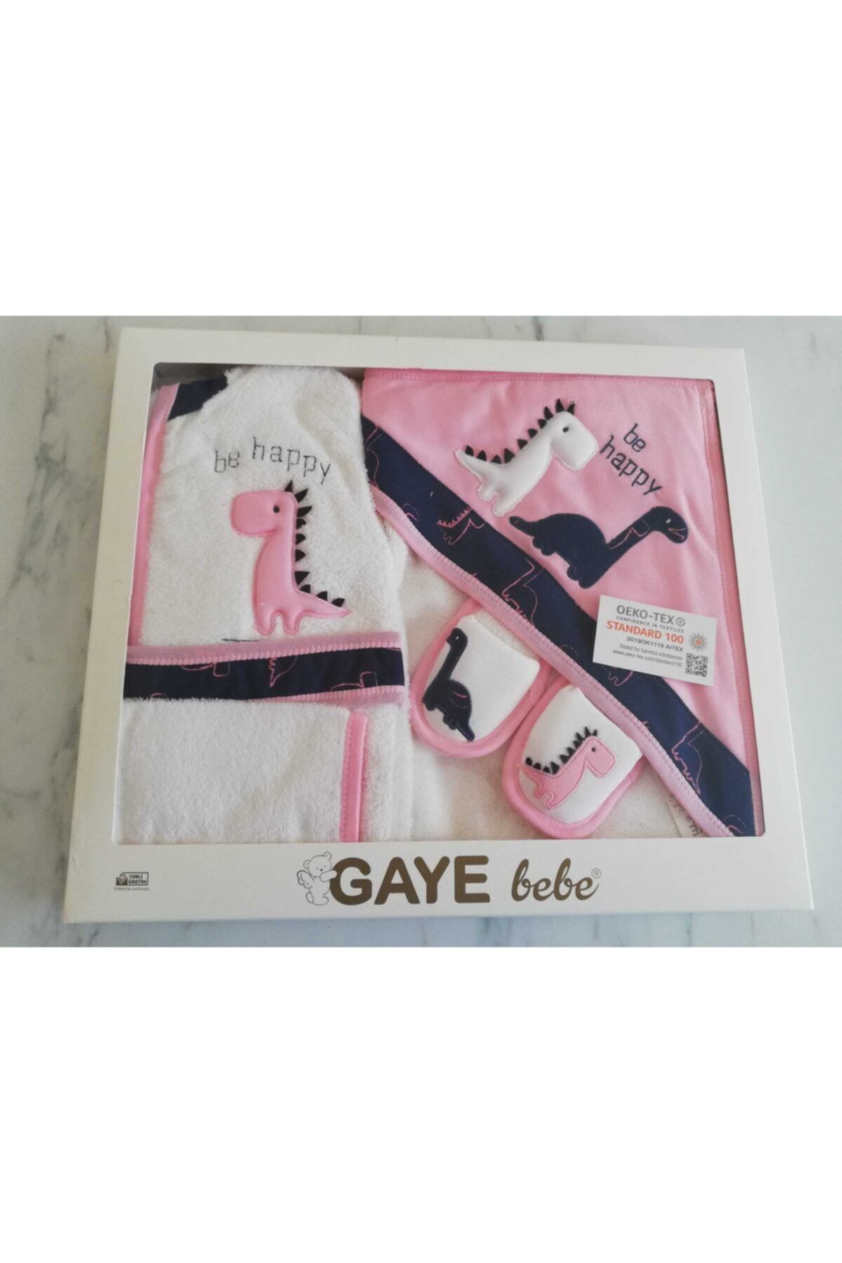 Gaye Bebe Mubebe Çocuk Bebek Kutulu Bornoz Seti Pembe Renk Kız