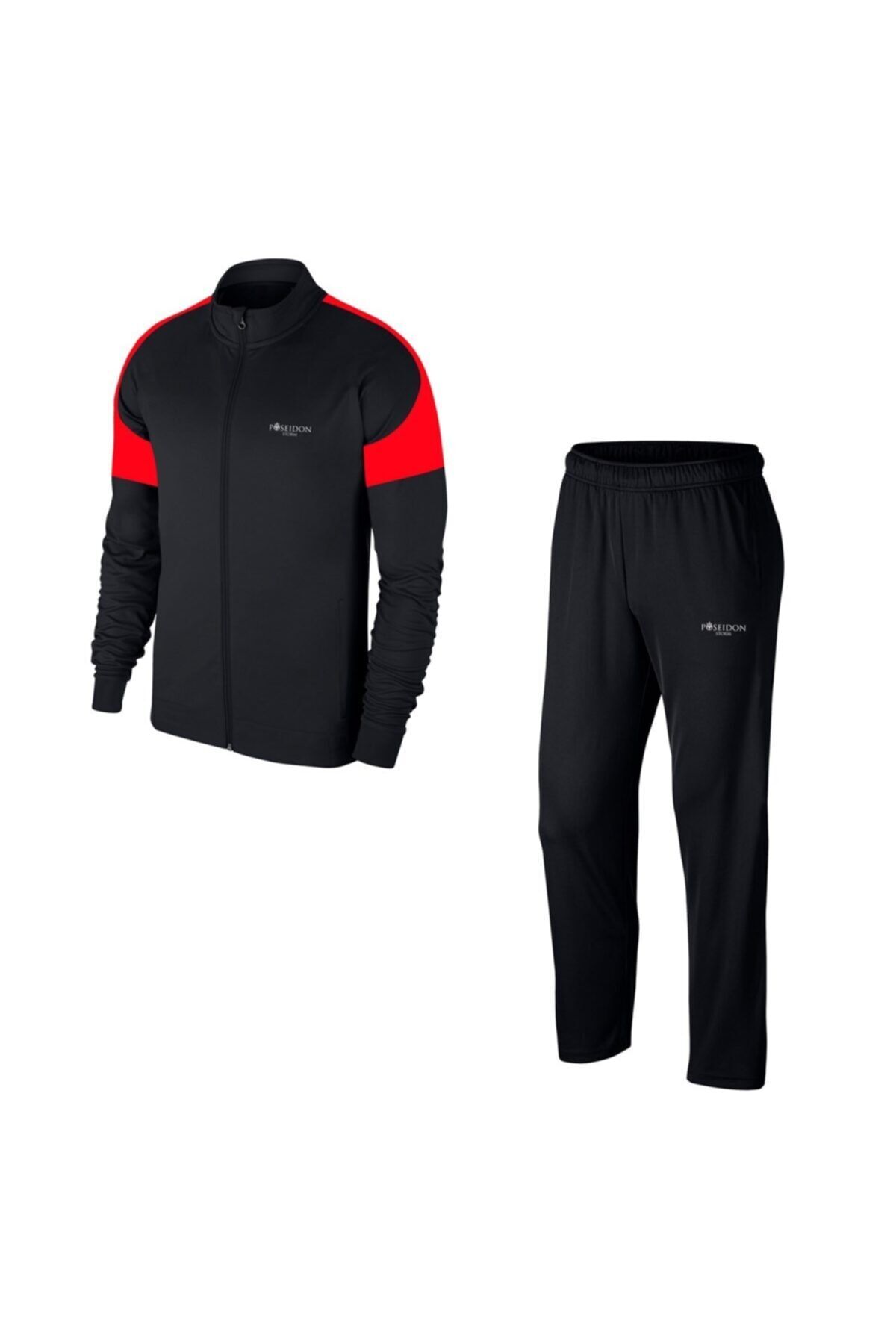 POSEIDONSTORM Büyük Beden Erkek Siyah Günlük Sporcu Eşofman Takımı 4xl-10xl Kırmızı Rütbe  M9