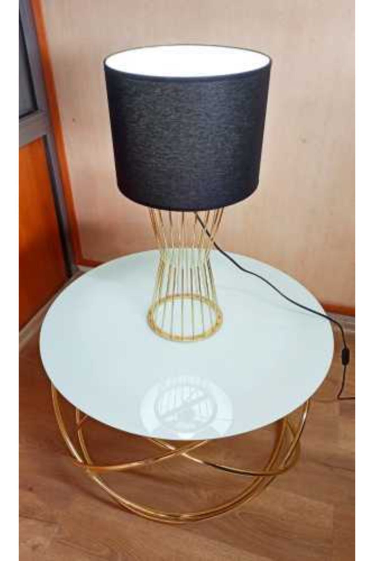 HOMEBELLA Gold Gezegen Orta Zigon Sehpa Beyaz Mermer Kırılmaz Cam