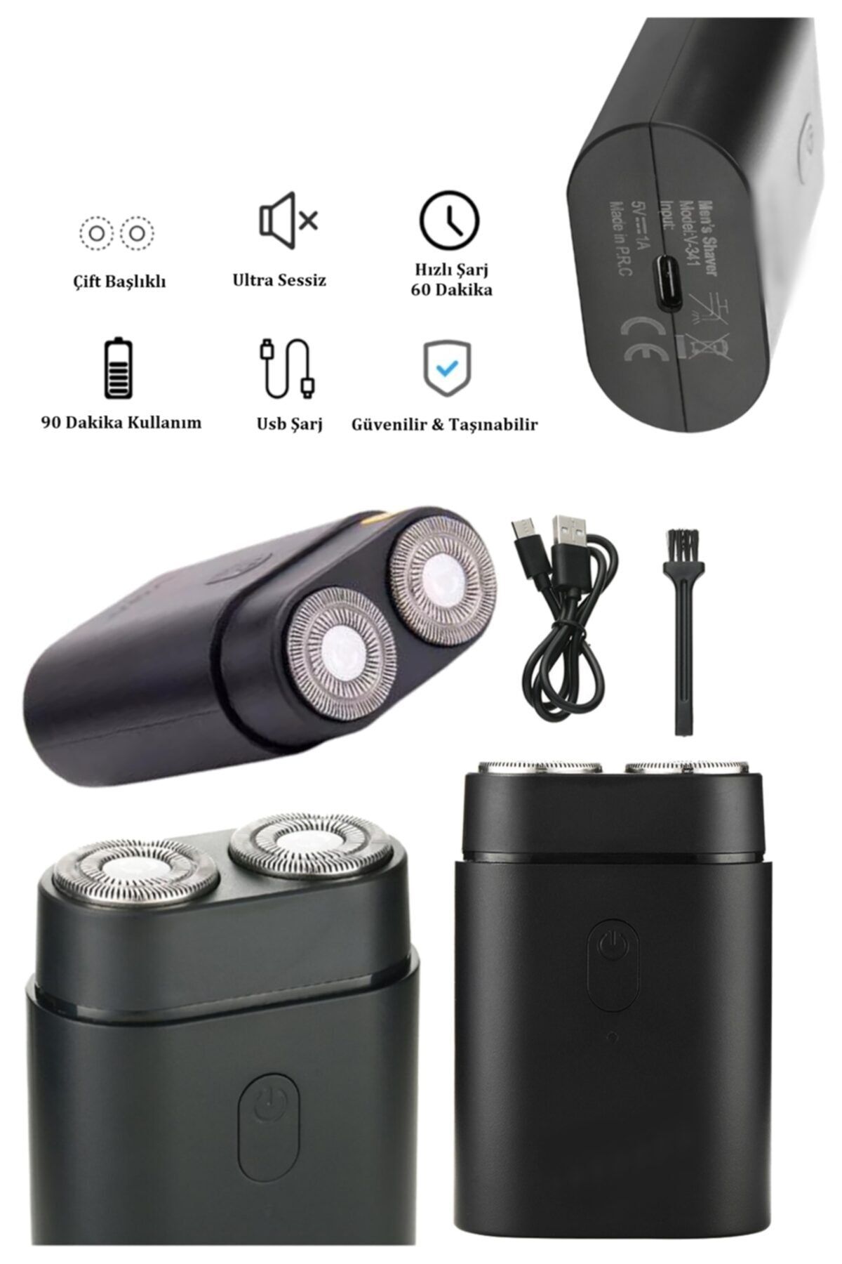 yopigo V-341 Pixmax Şarjlı Sıfır Sakal Kesme Çift Bıçaklı Günlük Sinek Kaydı Sıfır Tıraş Traş Makinesi