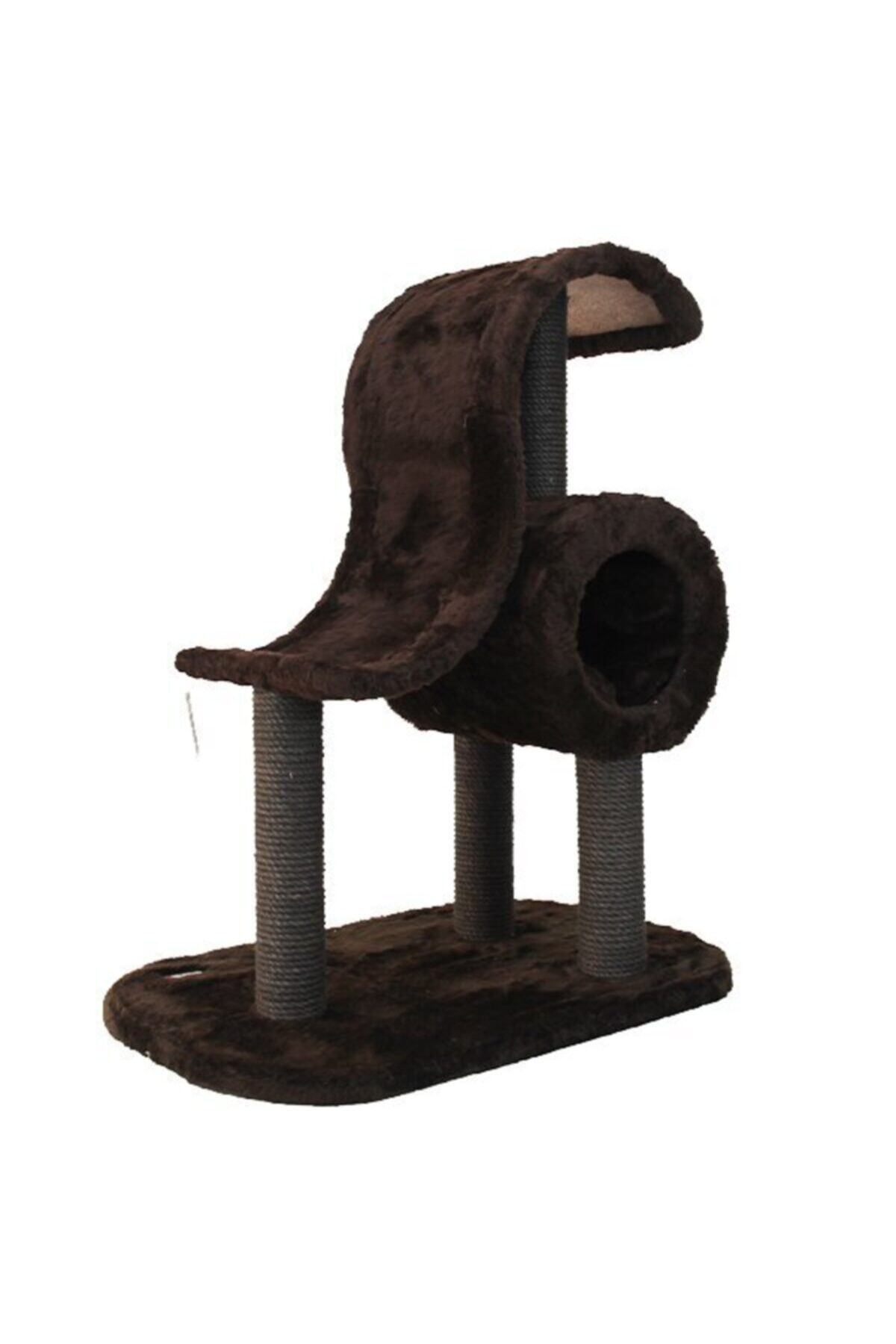 Krallen Kralle Yuvalı Kedi Tırmalama Ve Oyun Evi Kahve 75x50x95h Cm