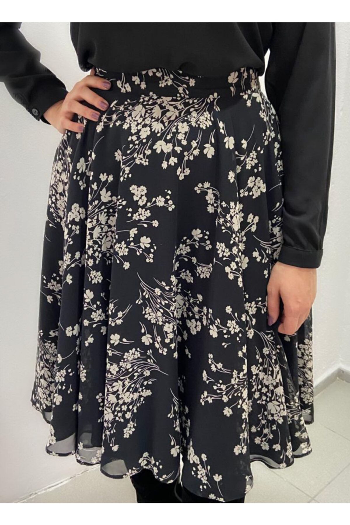 SHADE COLLECTİON Çiçekli Şifon Astarlı Maksi Etek