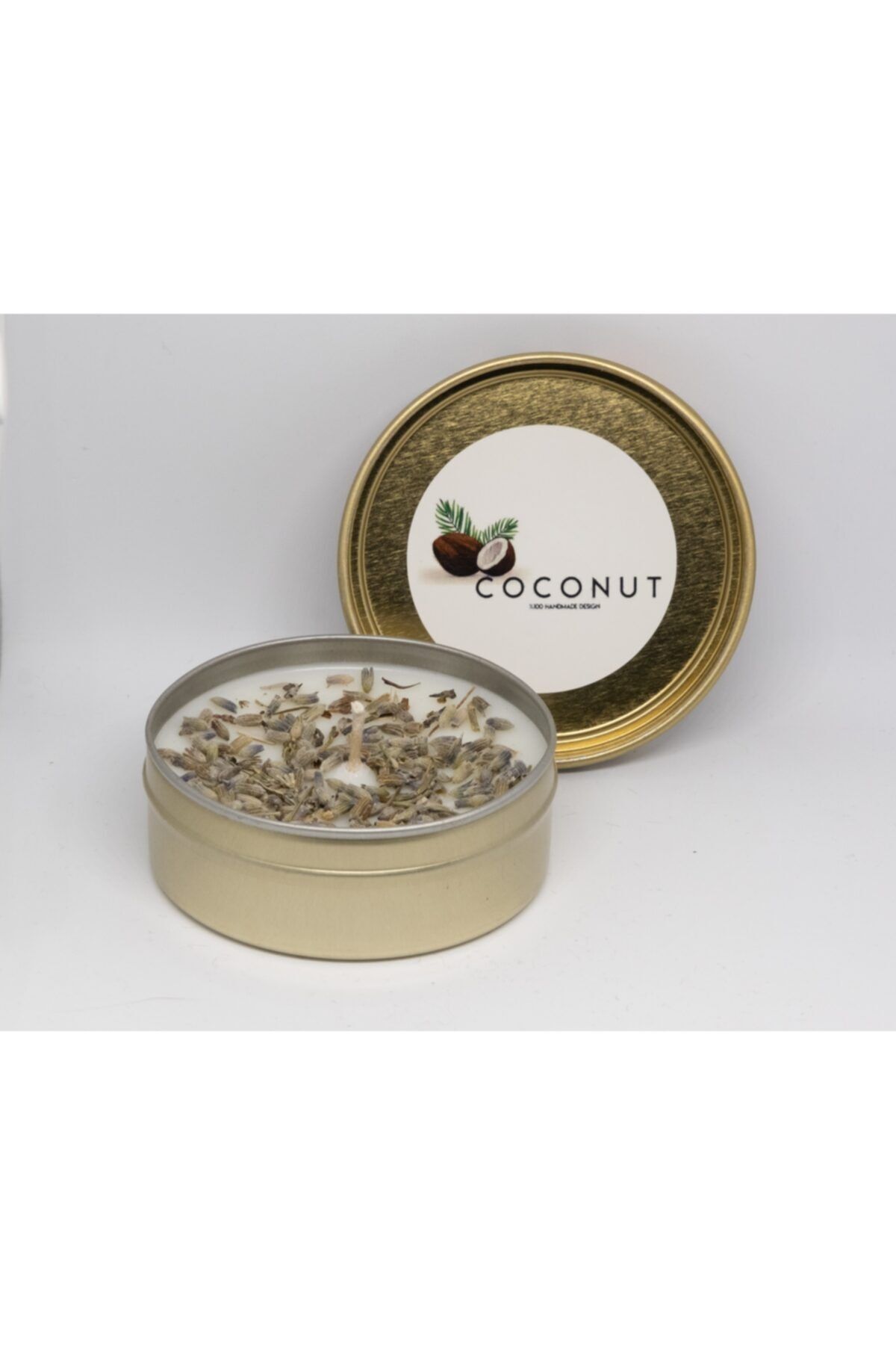 COCONUT HandMadeDesign Doğal Soya Mandala Teneke Mum- Lavanta-yasemin Çiçeği Kokulu