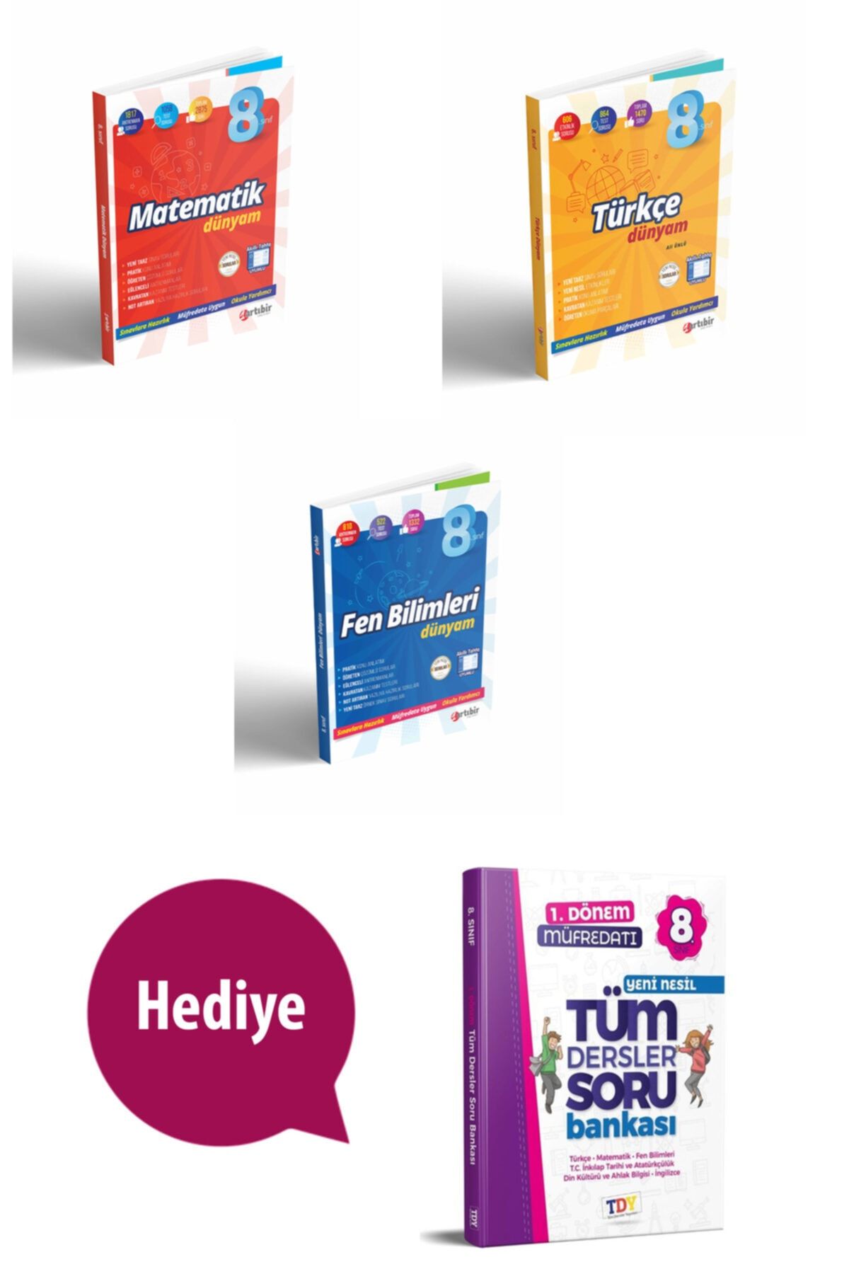 Tdy Yayınları 8.sınıf 3 Kitap Hazırlık Seti (türkçe-matematik-fen Bilimleri)+8.sınıf 1.dönem Soru Bankası Hediyeli