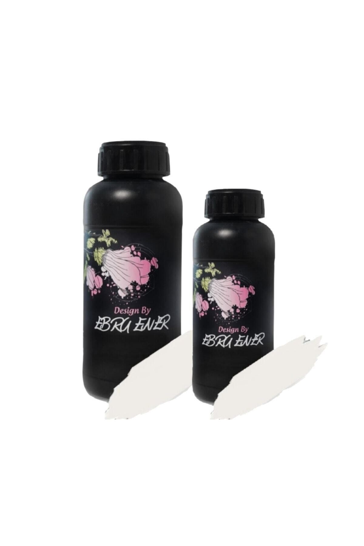 DUDUWOOD Ebru Ener Yarımat Vernikli Zemin Boyası 500ml ve 250ml Eskimiş Beyaz Set