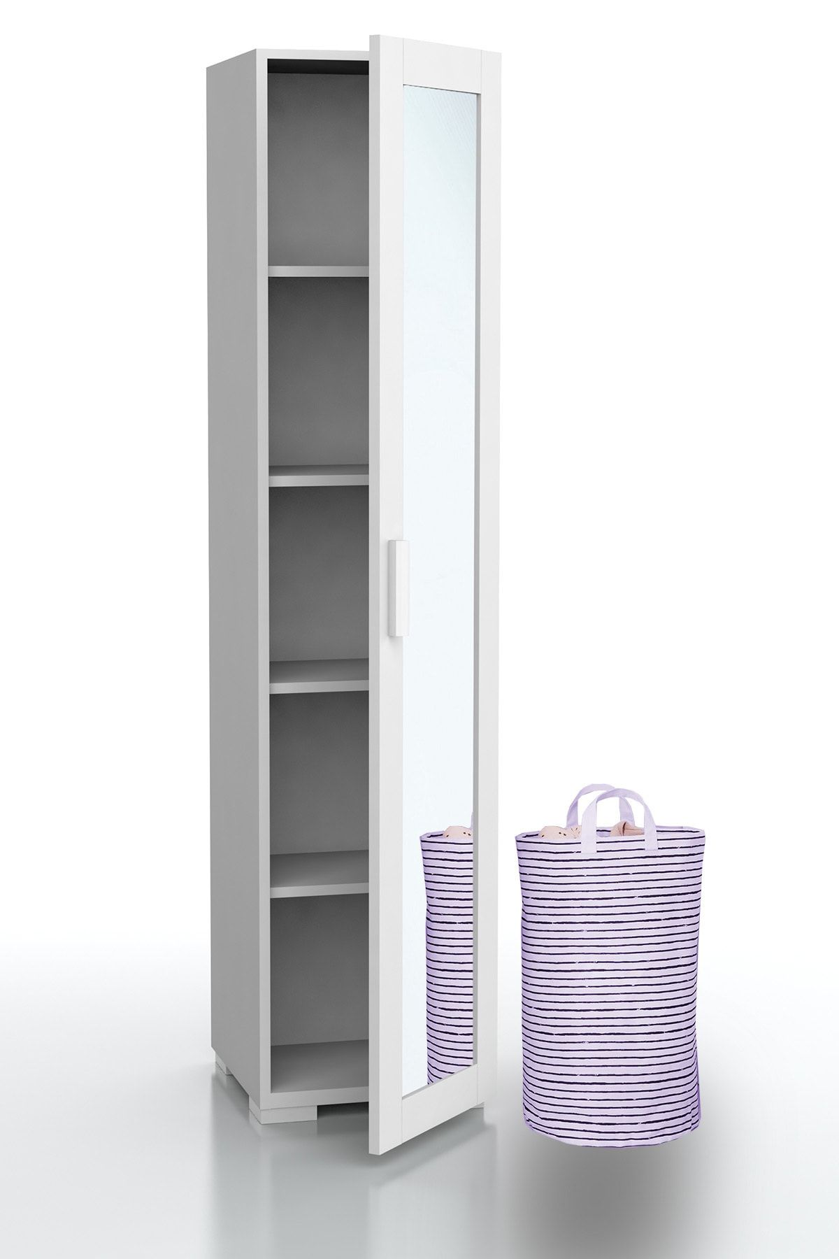 DEKOREX Bny-104 Beyaz Aynalı Kapaklı Banyo Dolabı