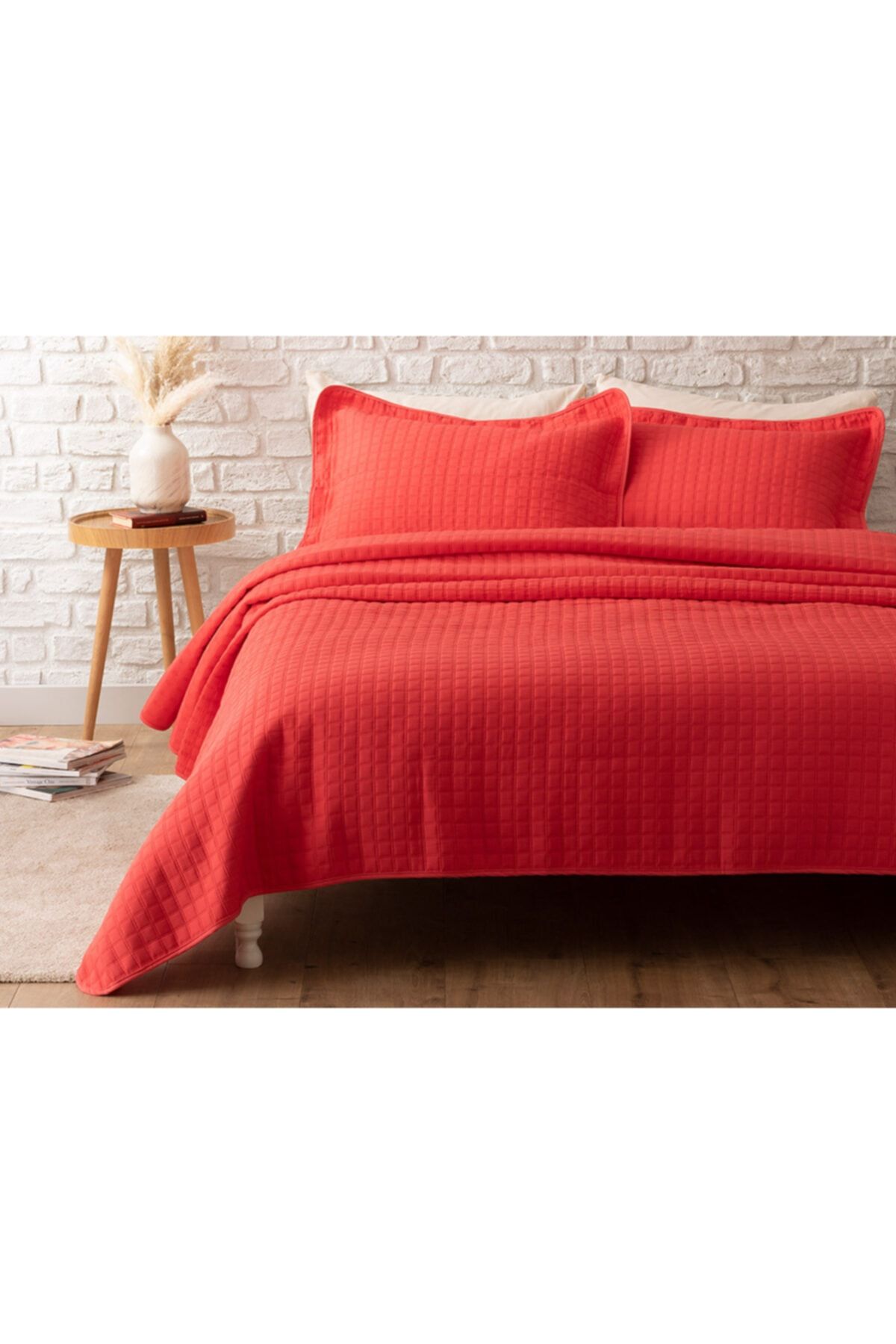 English Home Merlin Jakarlı Çift Kişilik Yatak Örtüsü Takımı 250x260 Cm Mercan