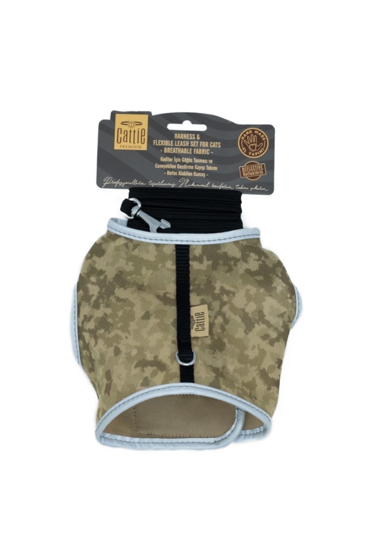 Doggie Havalı Ped Göğüs Tasma Seti 25*30 Cm + 110 Cm Kamuflaj Açık