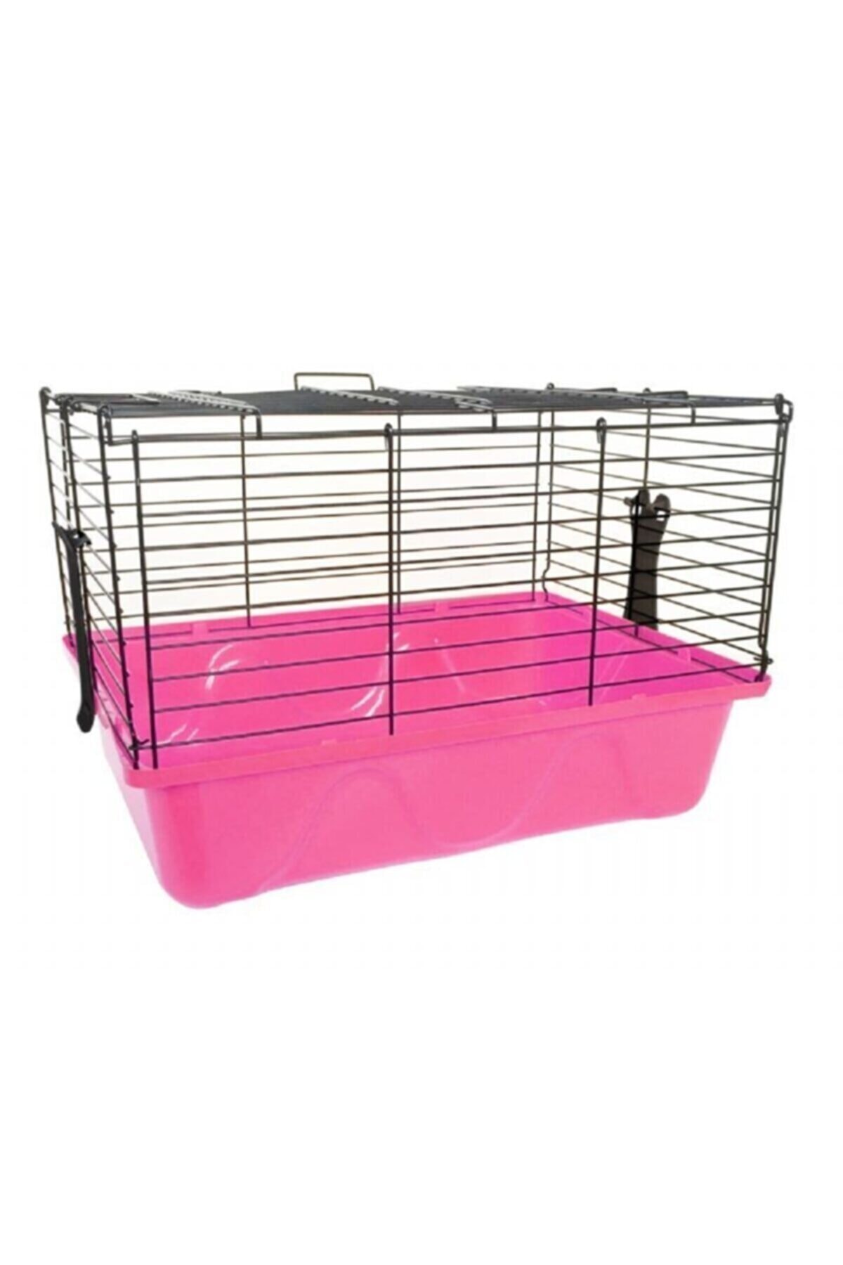 Navis Home 45x30 X32 Tavşan Kafesi Hamster Ginepig Kafesi Metal Kemirgen Kafesi -pembe