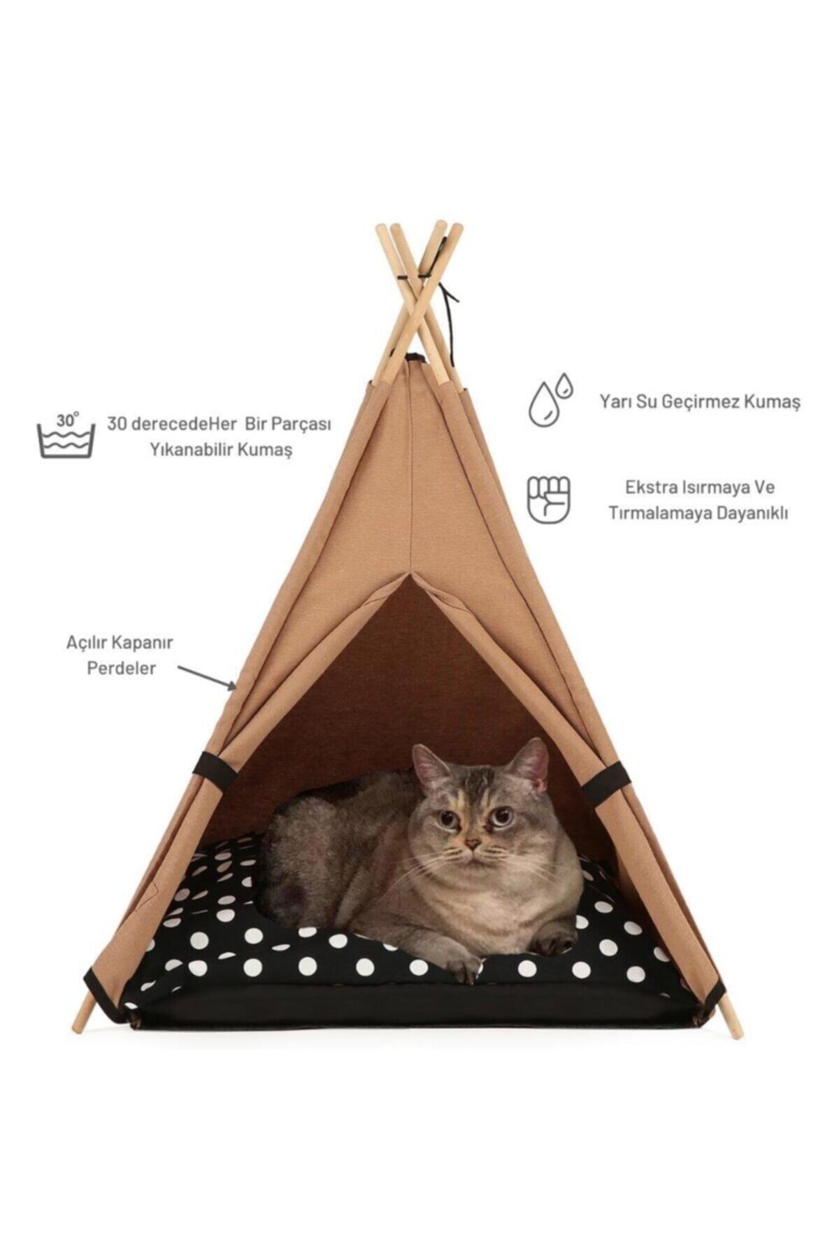Teepee House 50-50cm Yataklı Kedi Çadırı