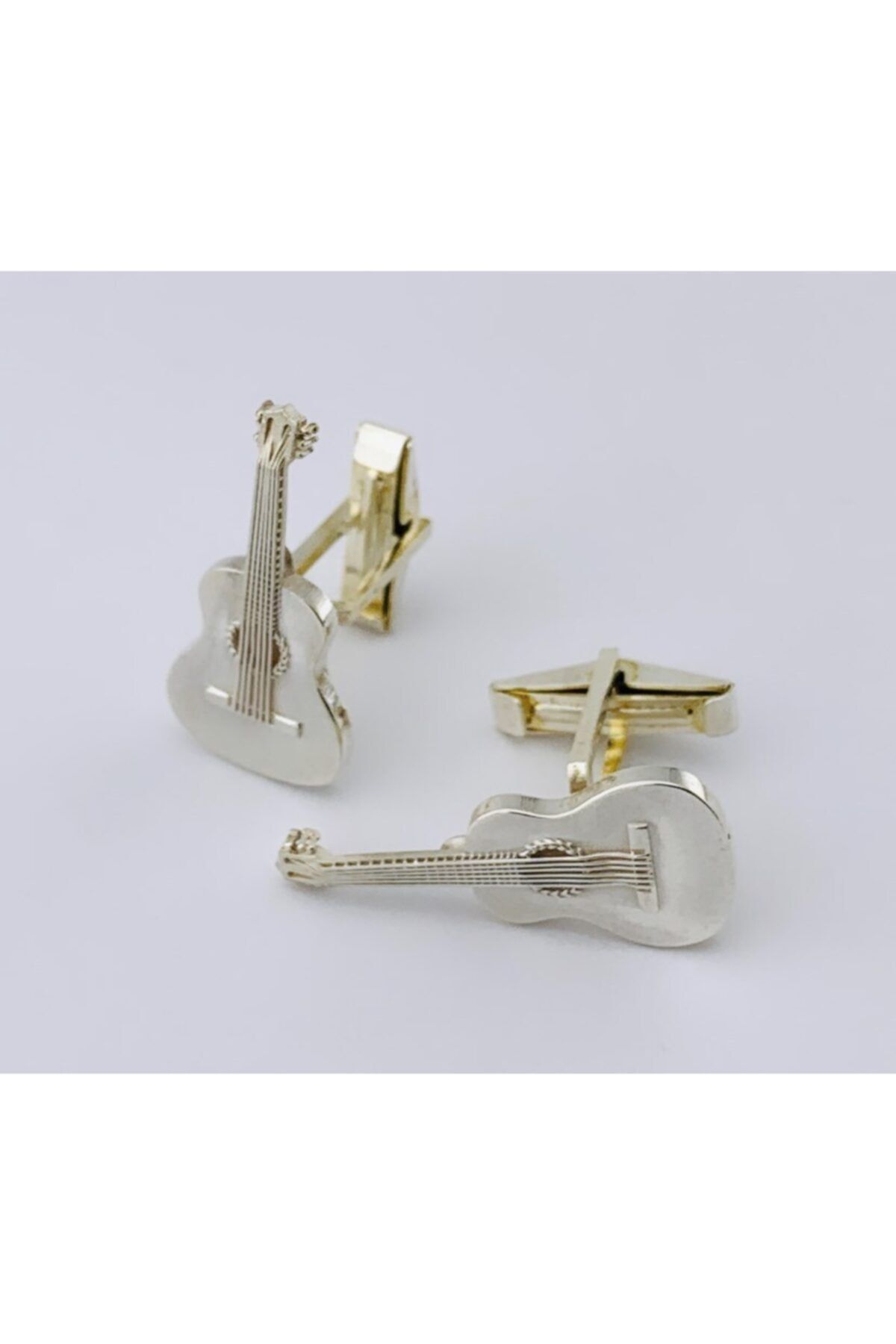 BUTİK GÜMÜŞ 3d Gümüş Klasik Gitar Kol Düğmesi | 1,2 Cm X 2,8 Cm (bg-kd-002)