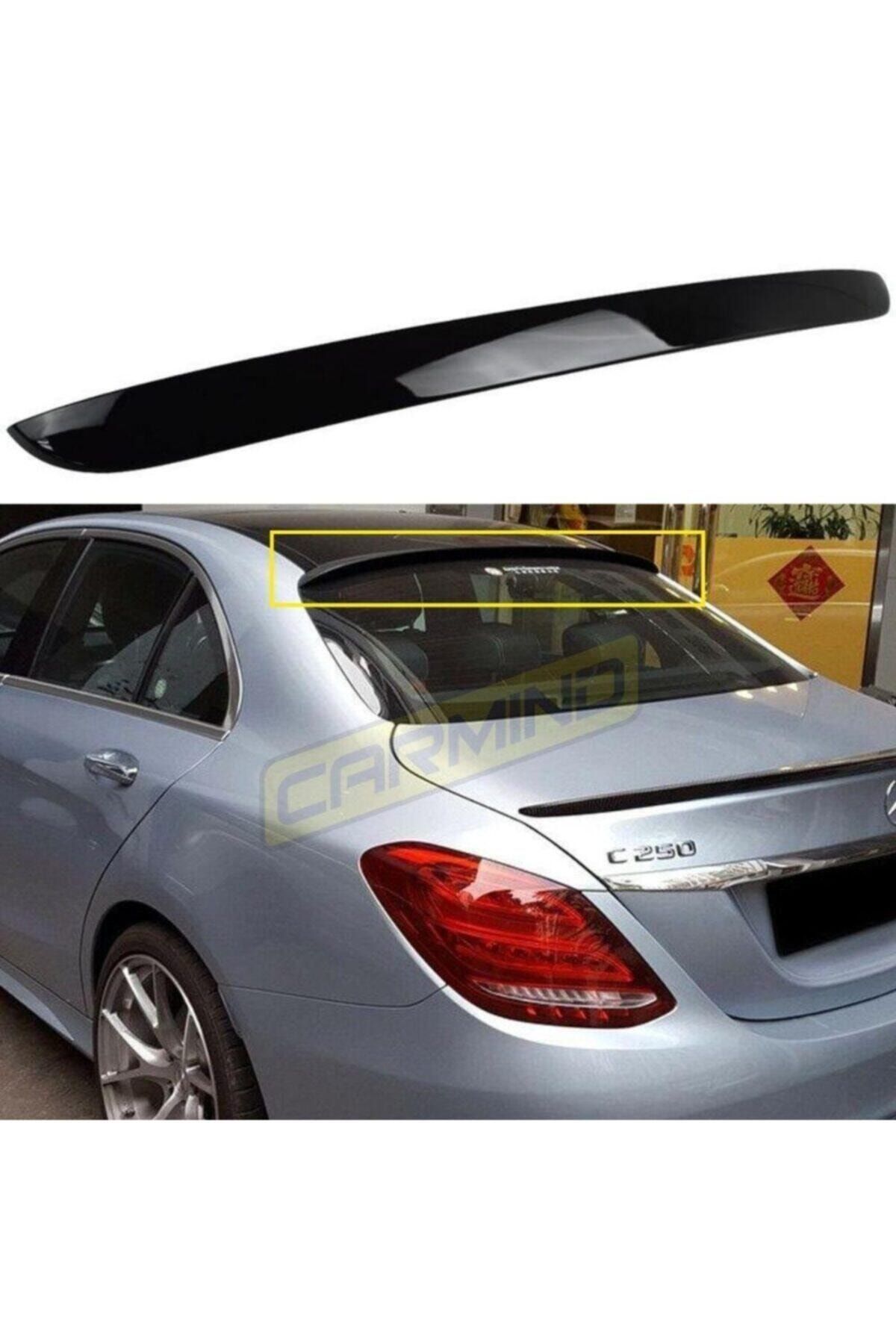 FVOTOAKSESUAR Mercedes C Serisi W205 Cam Üstü Piano Black Spoiler