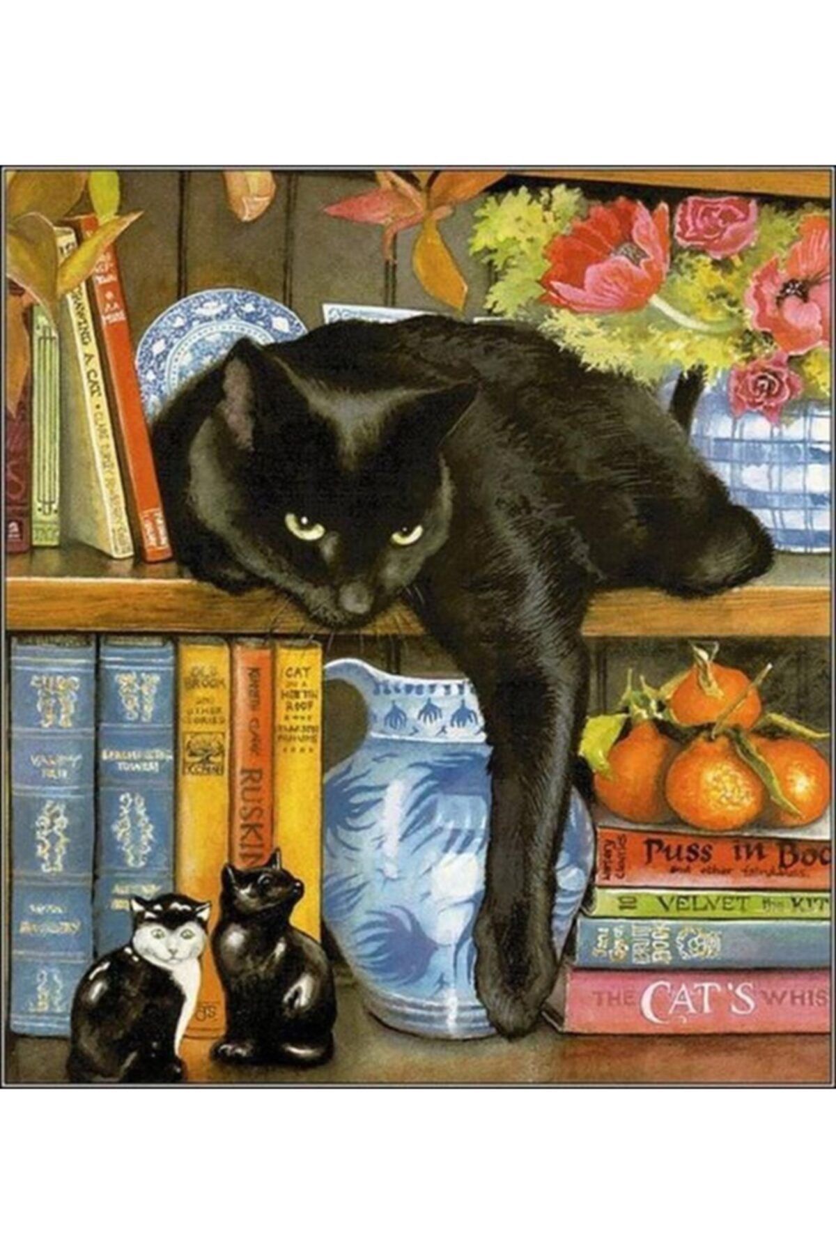 MARCEL SANAT Elmas Mozaik Tablo Siyah Kedi 51x56cm