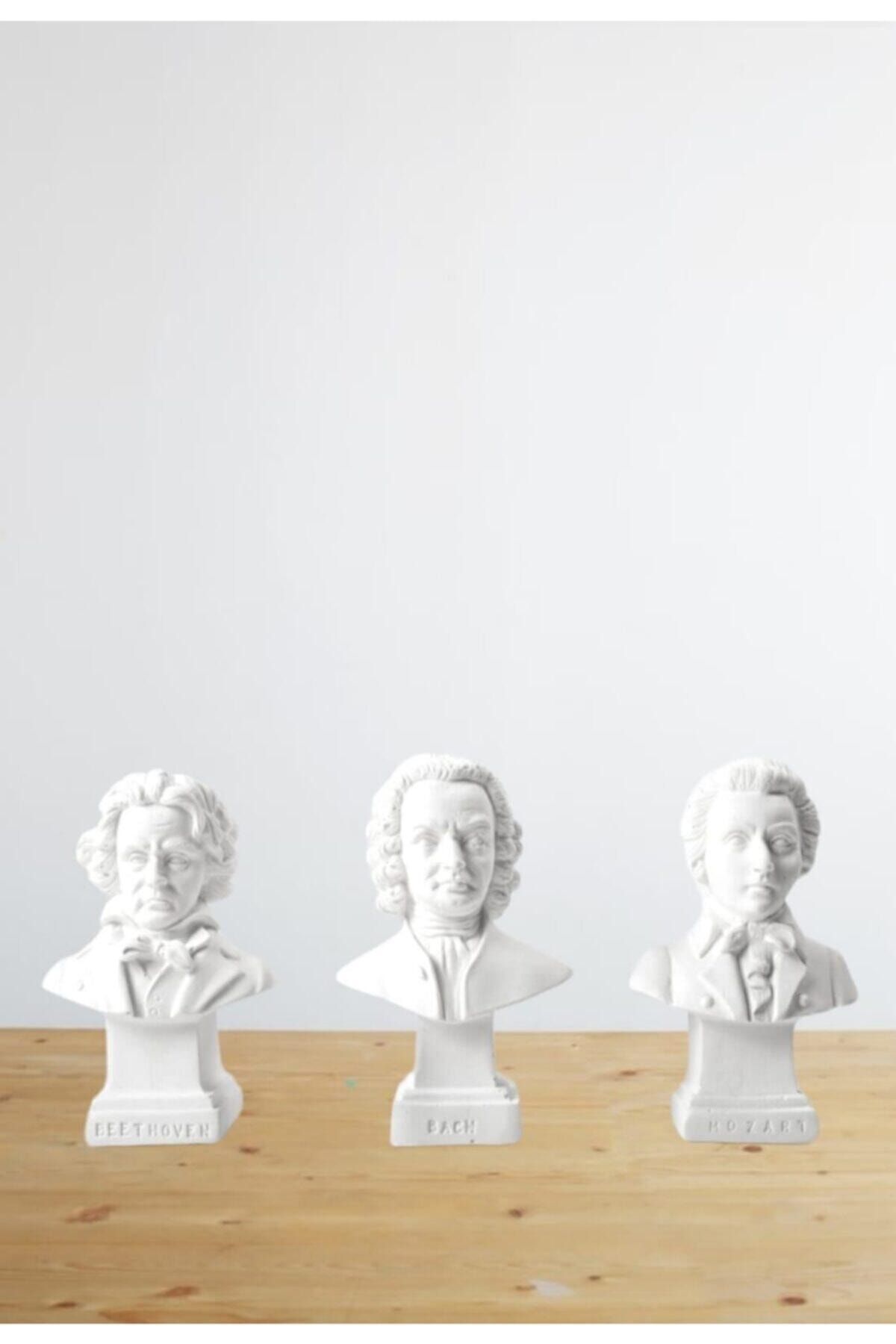 yaka dizayn 3'lü Büst,biblo Bach-mozart-beethoven Heykel