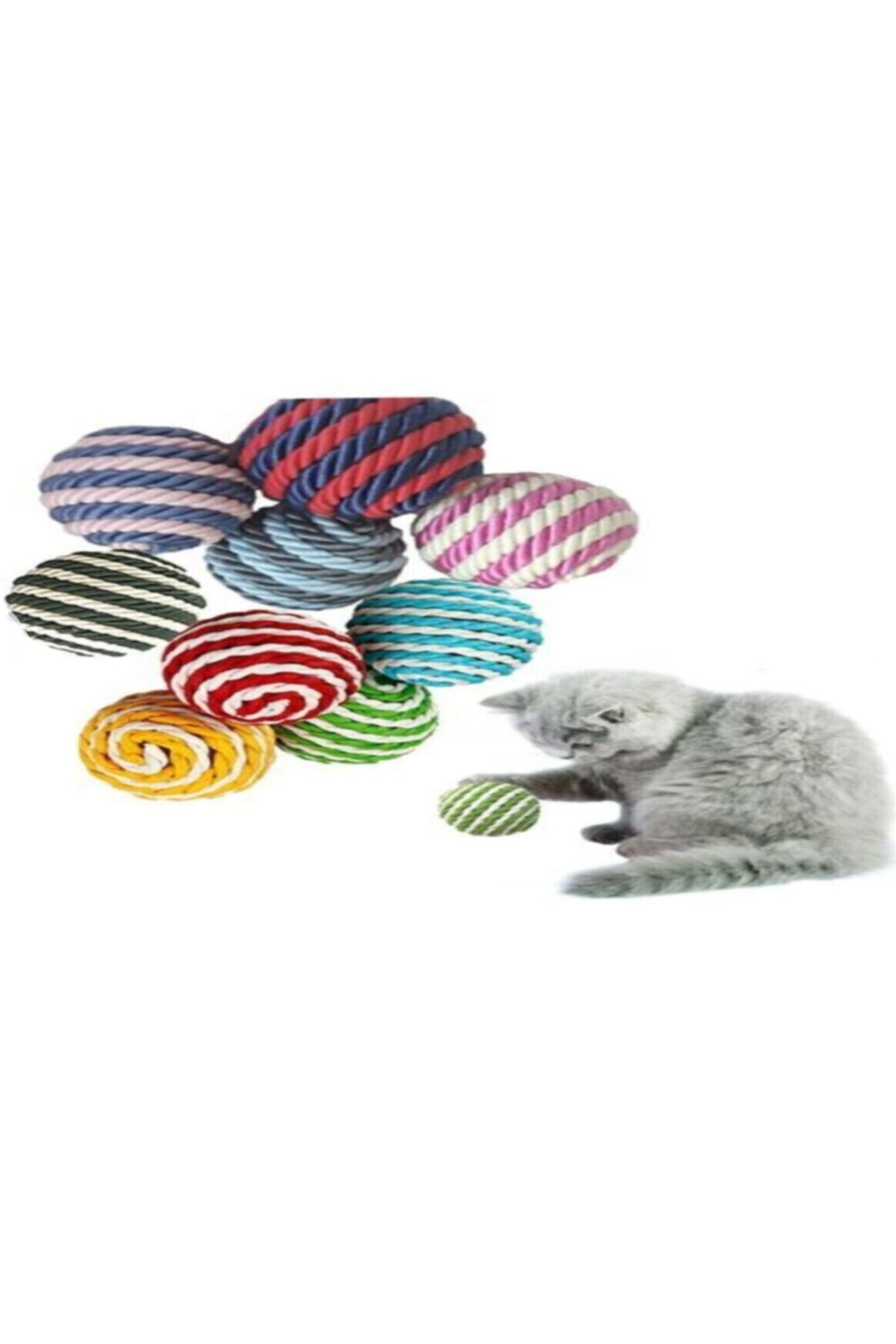 özlem's toys Ip Sarma Renkli Kedi Oyun Topu 4 Cm ( 1 Adet ) Kedi Oyuncağı