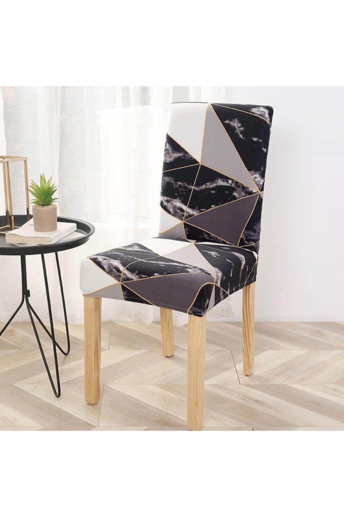 KARAHANLI Desenli Sandalye Kılıfı, Tekli ,likralı, Zebra