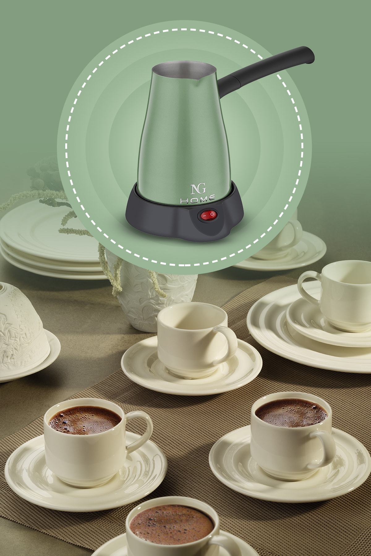 NG HOME 14 Parca Kahve Ve Keyif Seti Yeşil