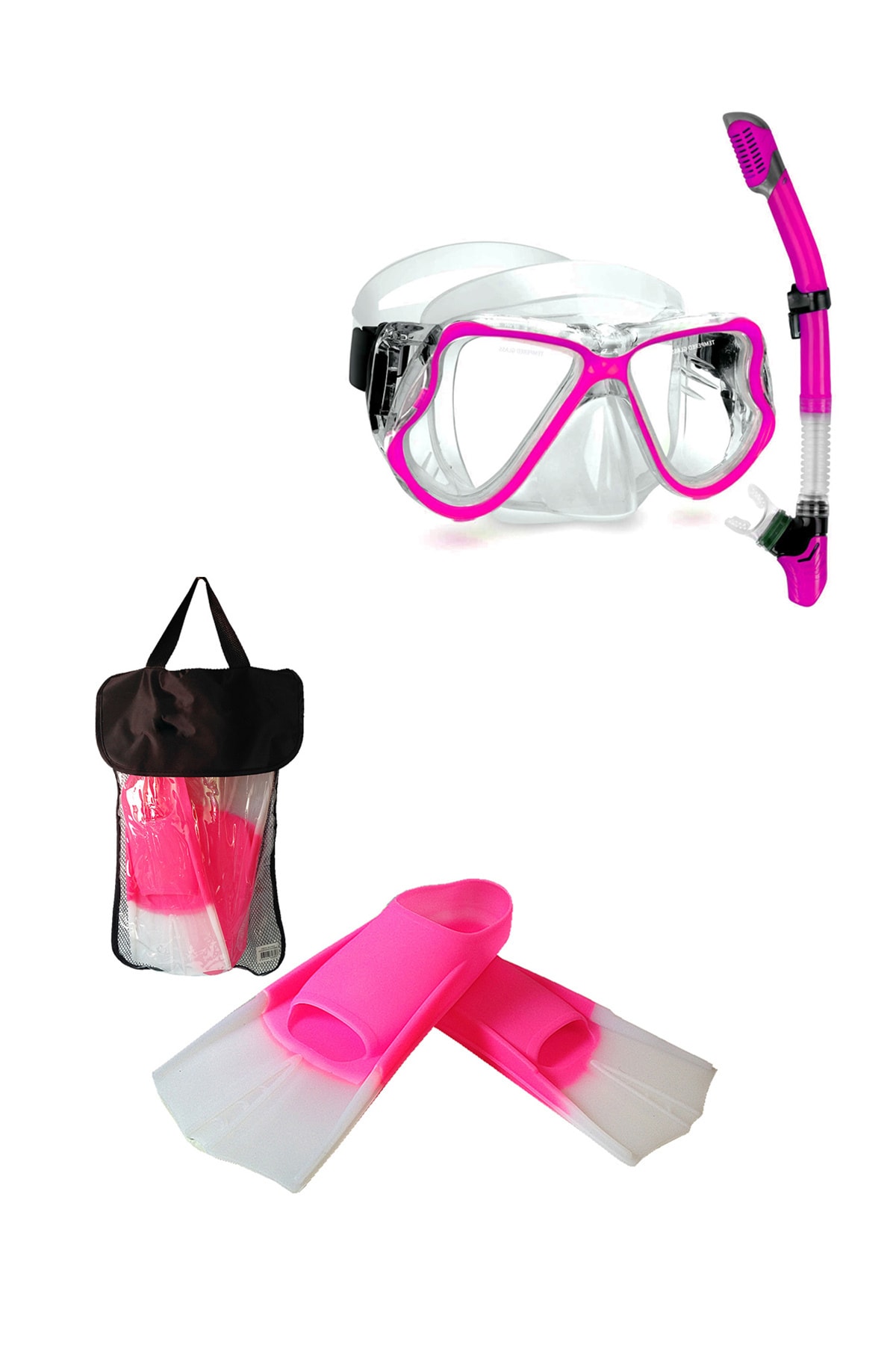 AVESSA Premium Çocuk Dalış Seti Şnorkel Set Pembe & Palet Pembe (33-35)