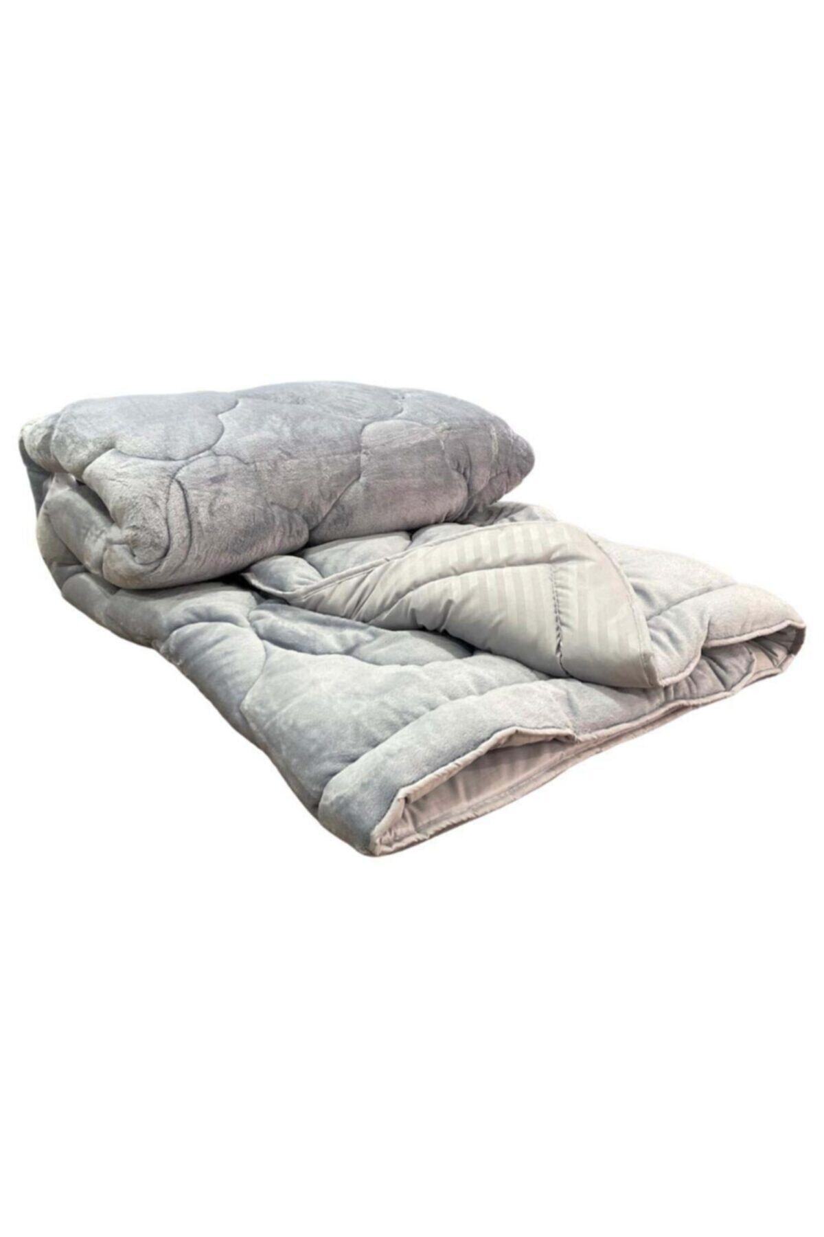 PUFFILY Çift Kişilik Peluş Çantalı Yorgan Mavi (195x215)