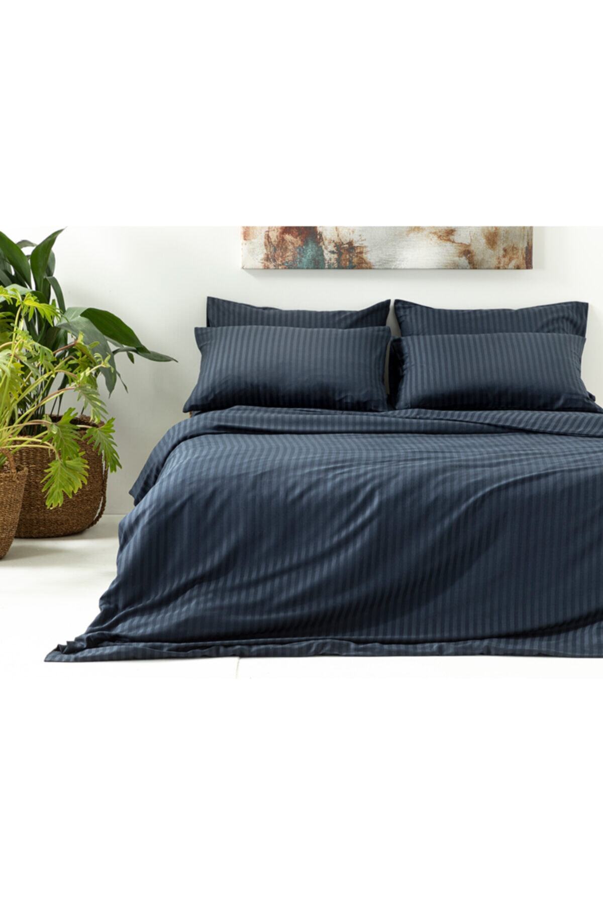 English Home Crystal Ipeksi Twill King Size Nevresim Takımı 240x220 Cm Gece Mavisi