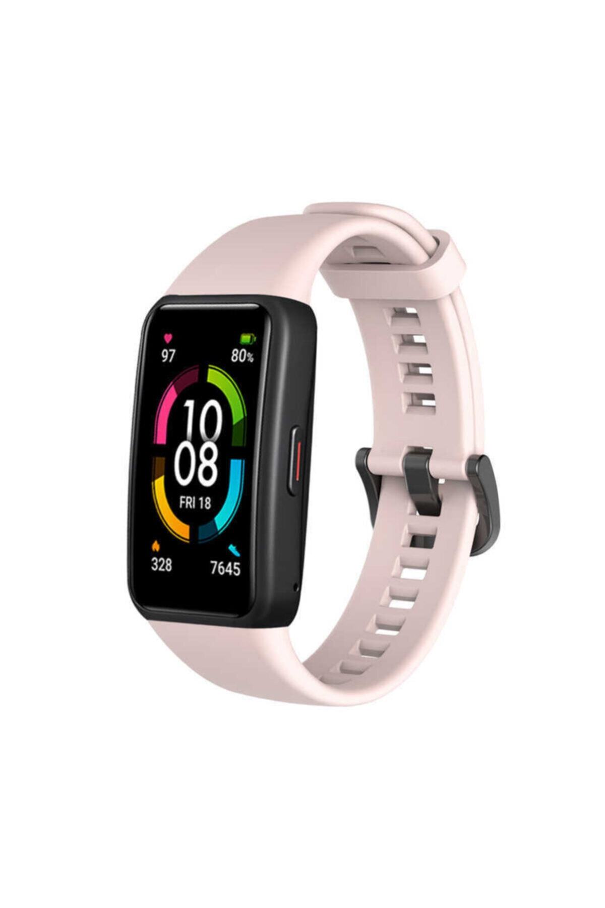 Huawei Band 6 Krd-47 Silikon Ayarlanabilir Kordon Açık Pembe Ve Popsocket