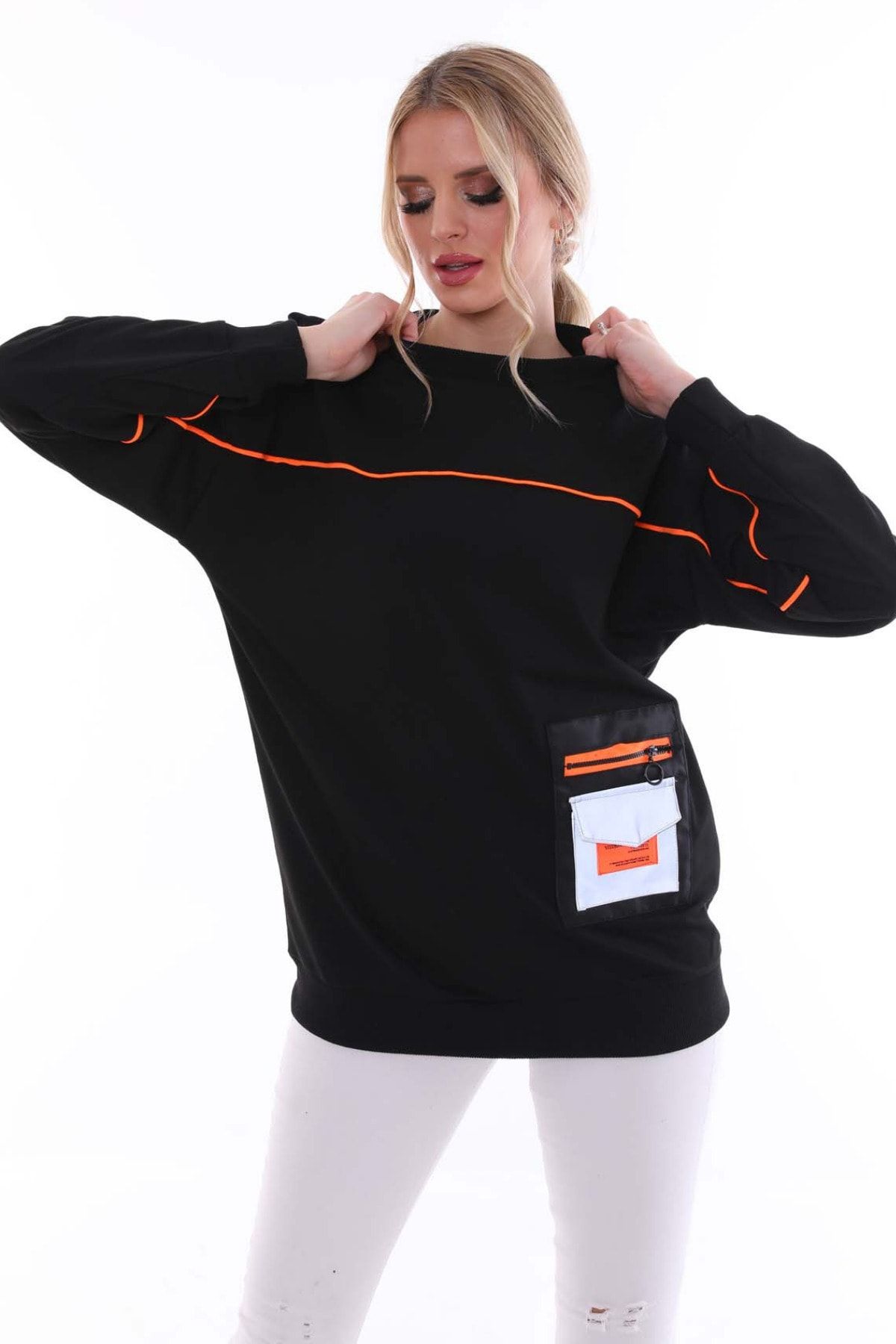 aytemas Cepli Çizgi Şeritli Sweatshirt