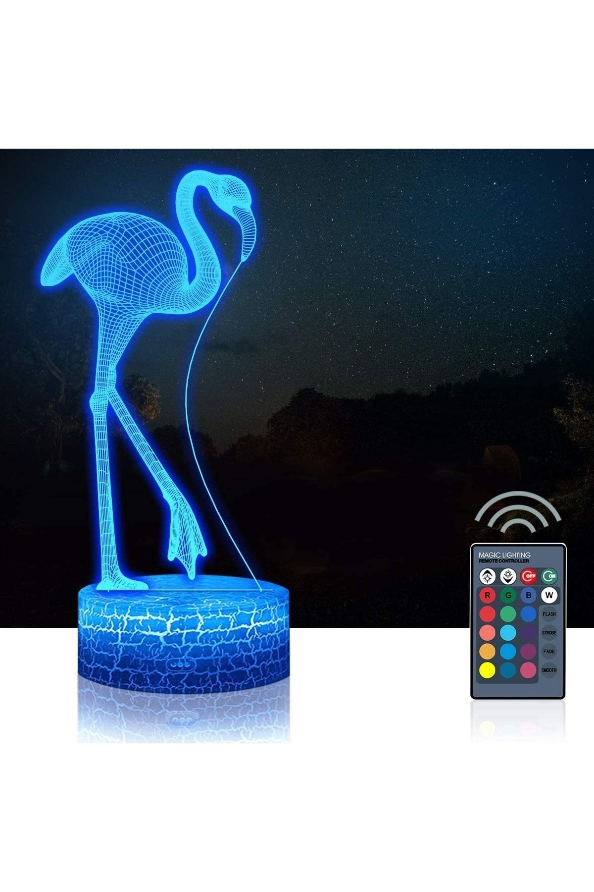 NO.8 HOUSE 3d Işıklı Flamingo Gece Lambası Kumandalı