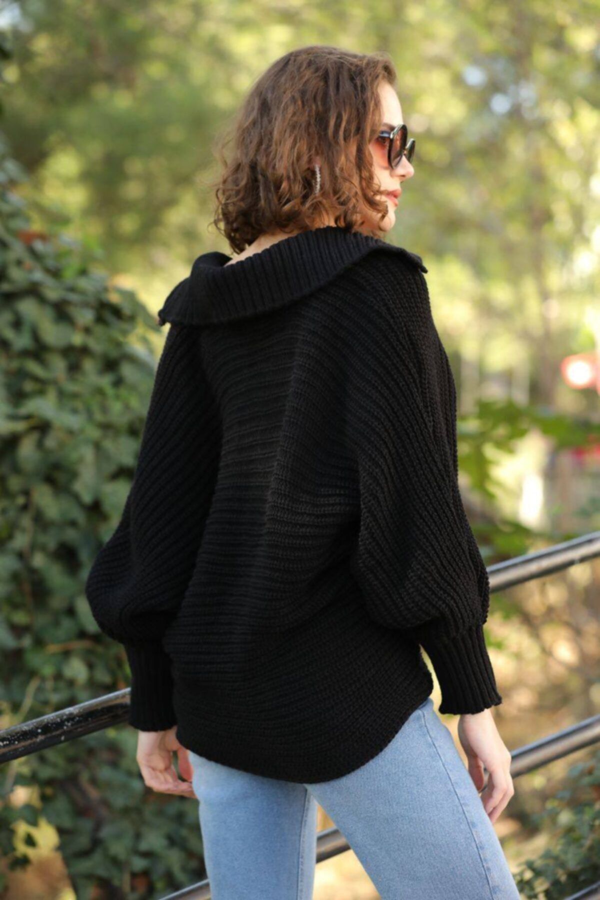 Black sales flowy sweater
