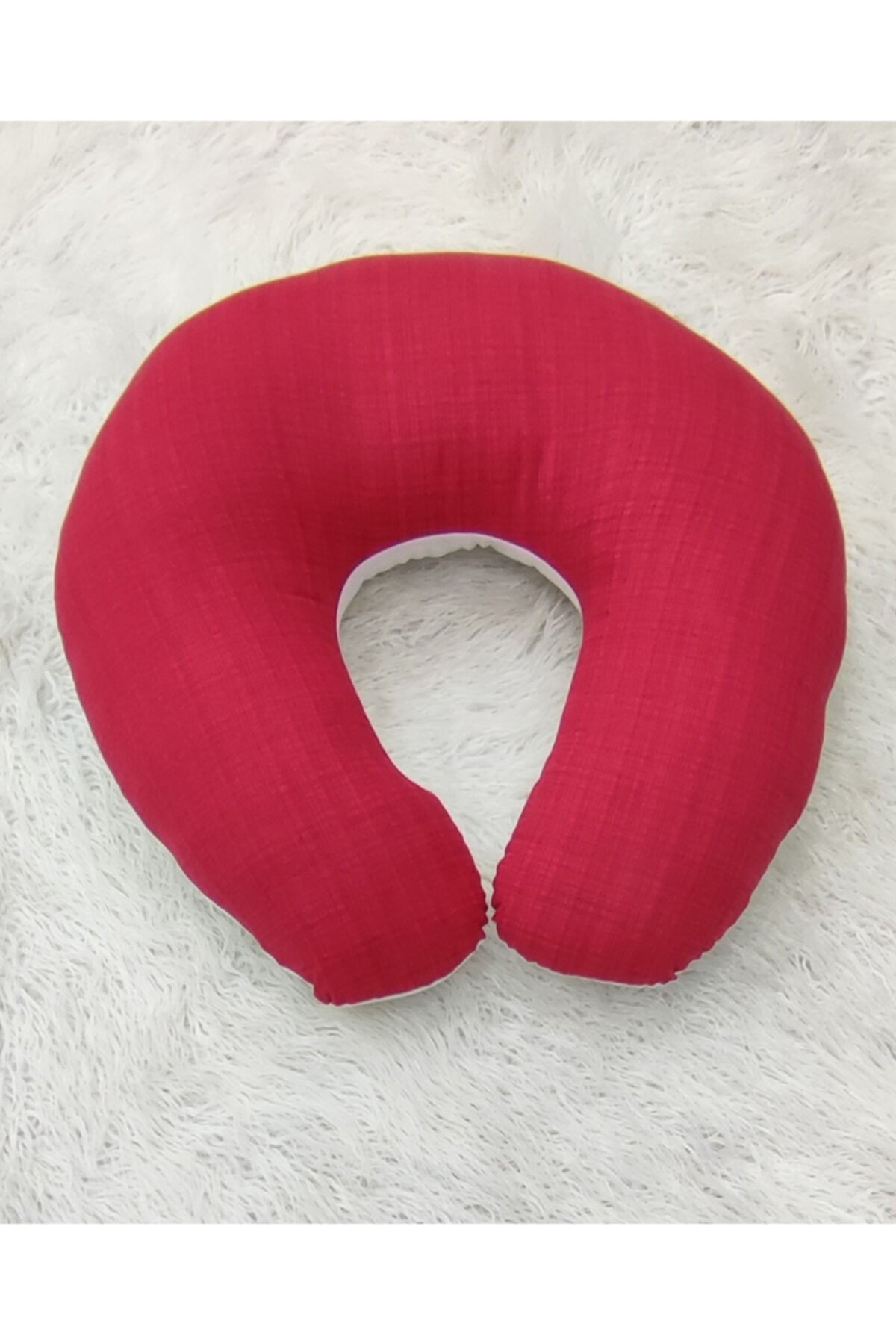 mordesign Çift Taraflı Emzirme Yastığı / Bebek Destek Minderi, %100 Pamuklu Kumaş, Gökkuşağı Seri, Kırmızı