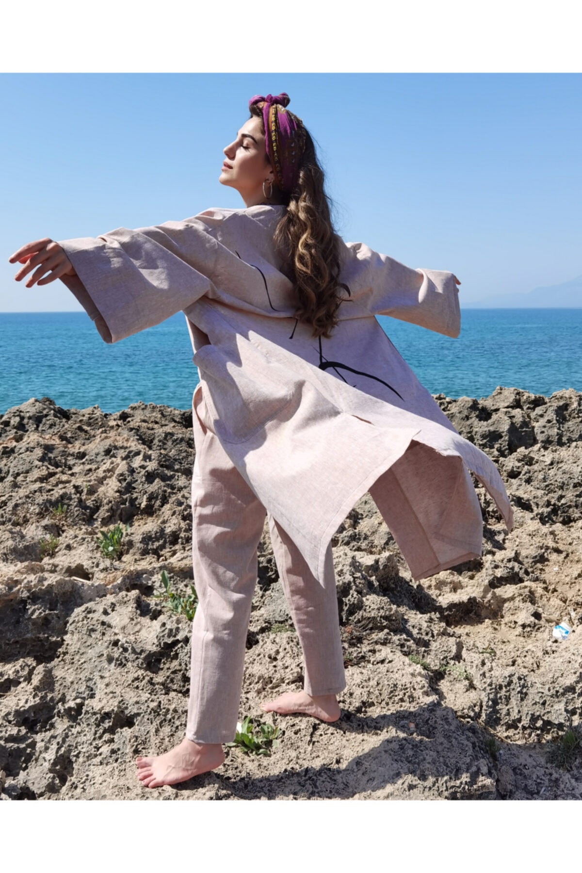 Husufi Keten Kimono