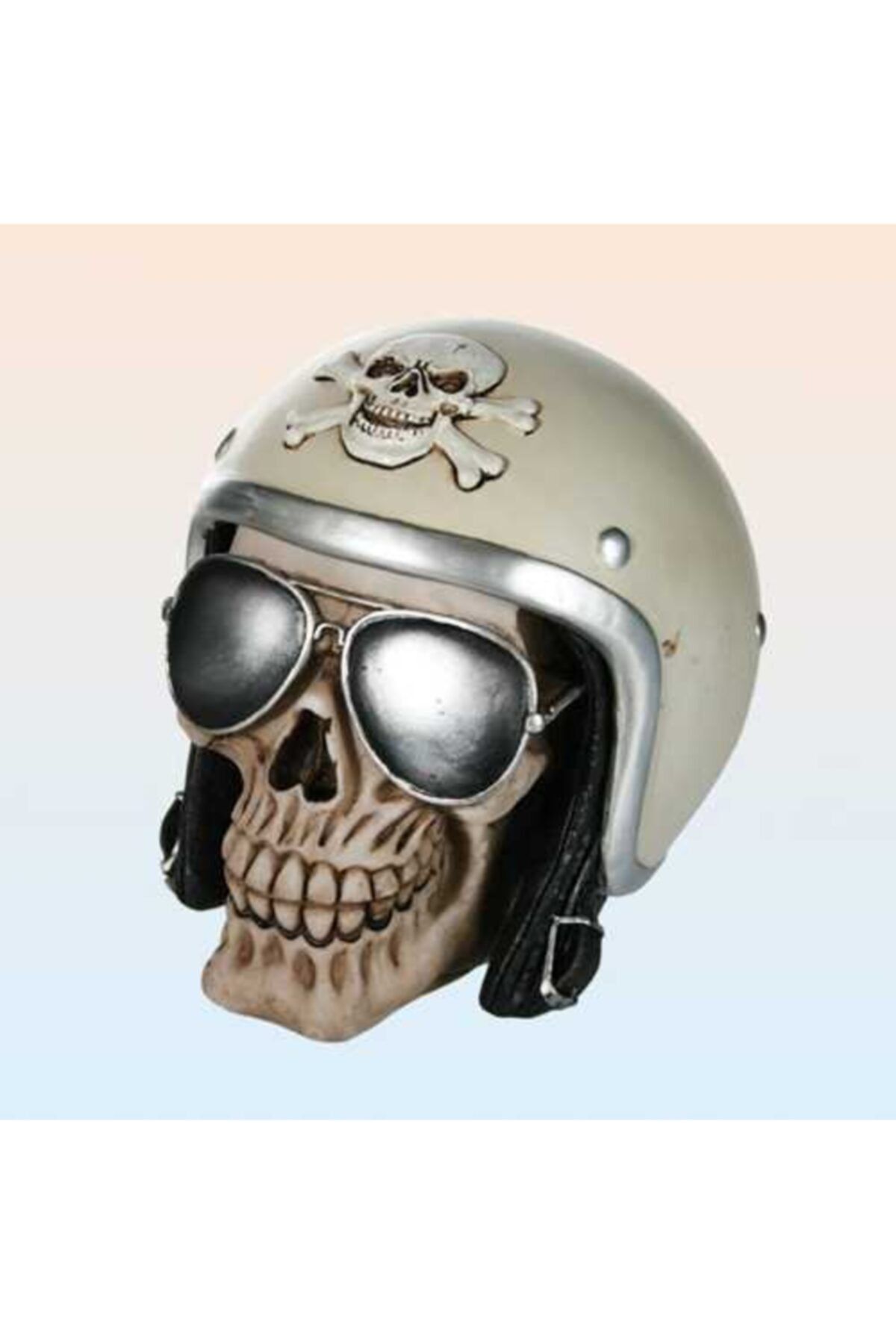 Out Of The Blue Kasklı Kurukafa Kilitli Kumbara - Skull Wıth Helmet Savıngs Bank 13 X 12.5 X 15 Cm