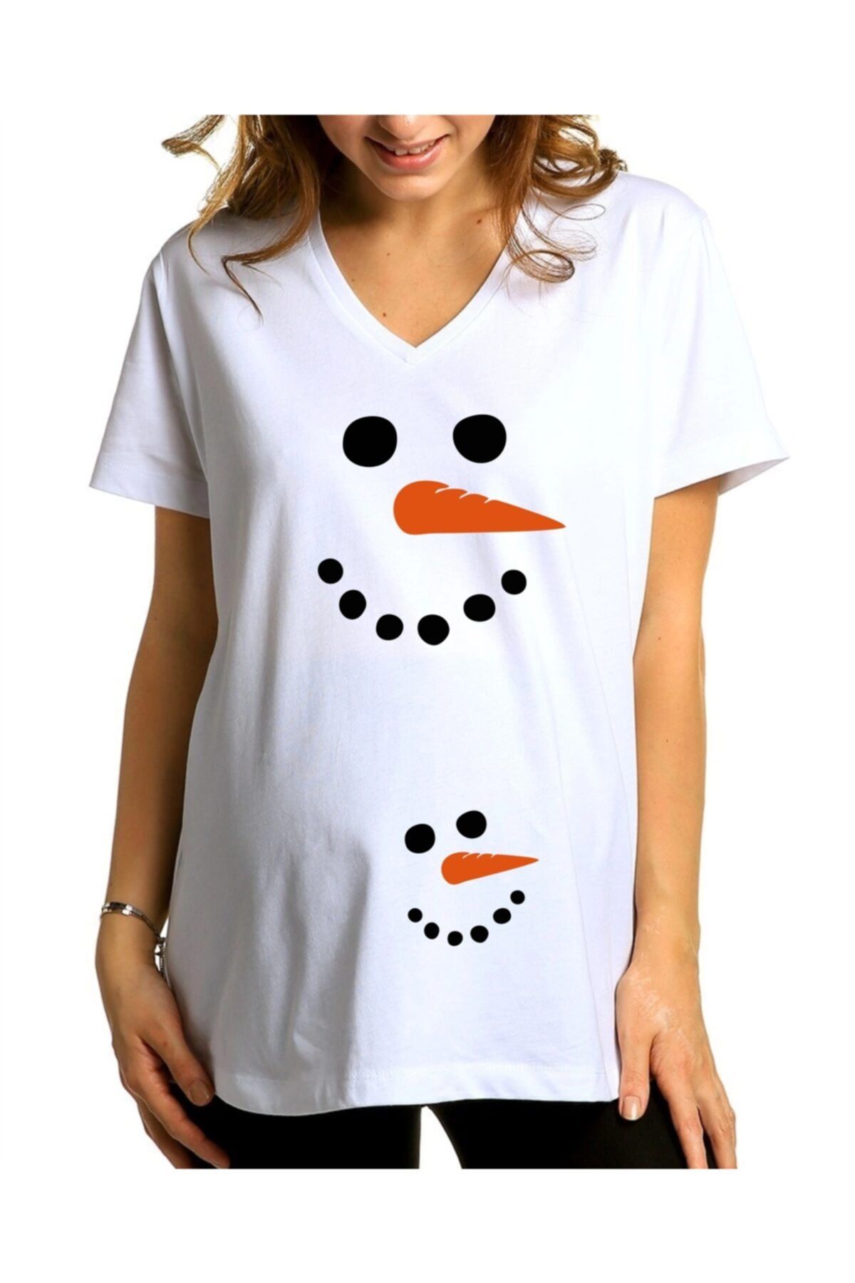 venüsdijital Snowman Baskılı Hamile Tişörtü