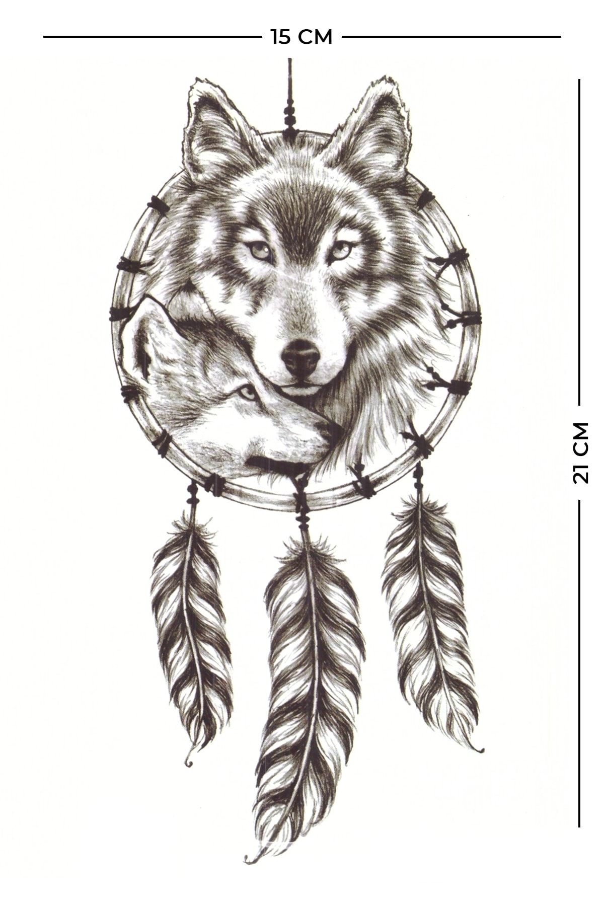 Store&Tattoo Düş Kapanı Kurt Geçici Dövme Orta Boy 21x15 Cm