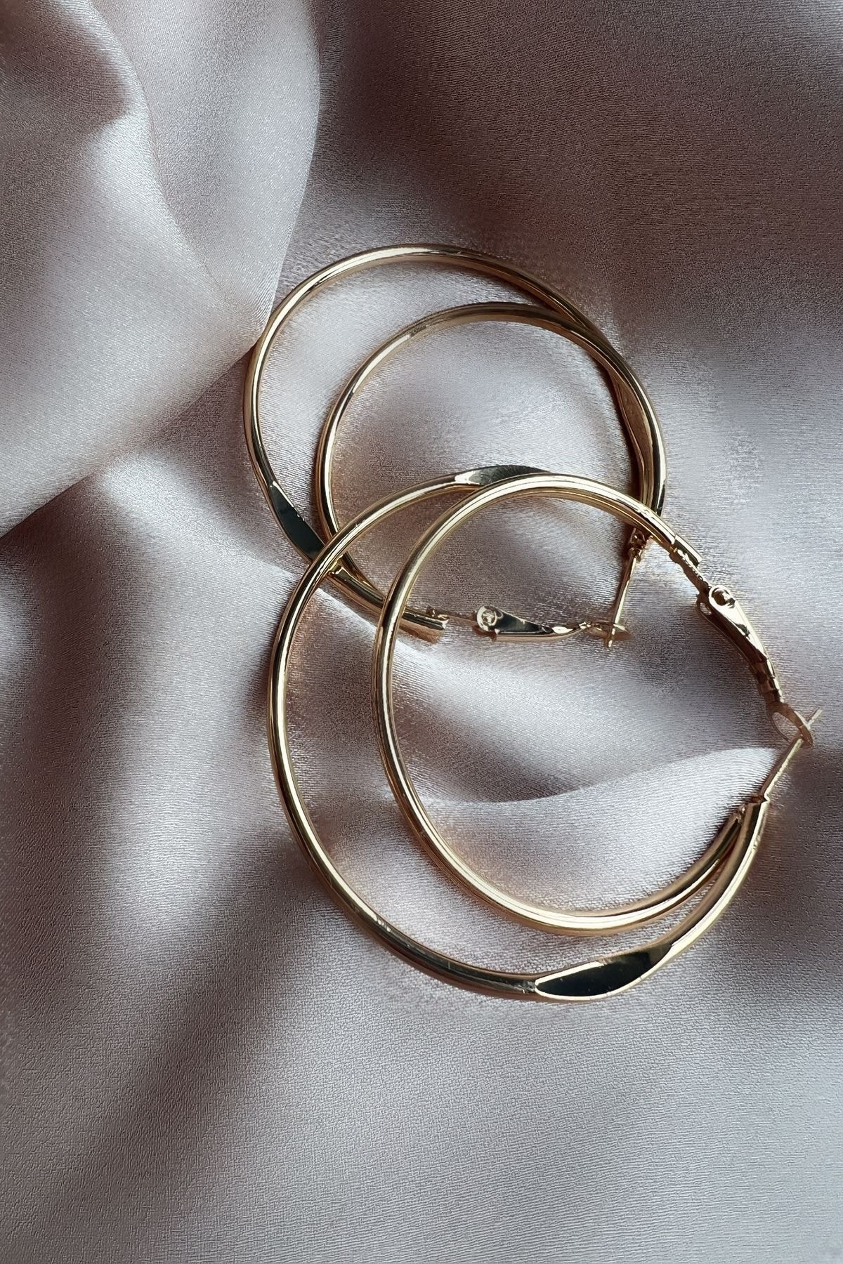Darla Rodyum Iki Halkalı Gold Küpe