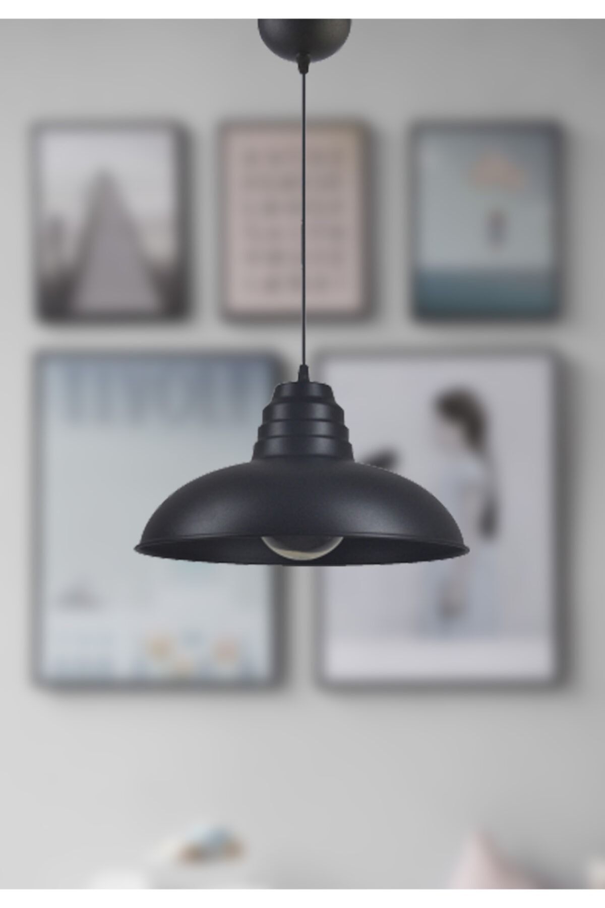 Biotronik Sıdney Büyük (32 CM ÇAP) Retro Rustik Model Modern Metal Tekli Sarkıt Avize Cafe