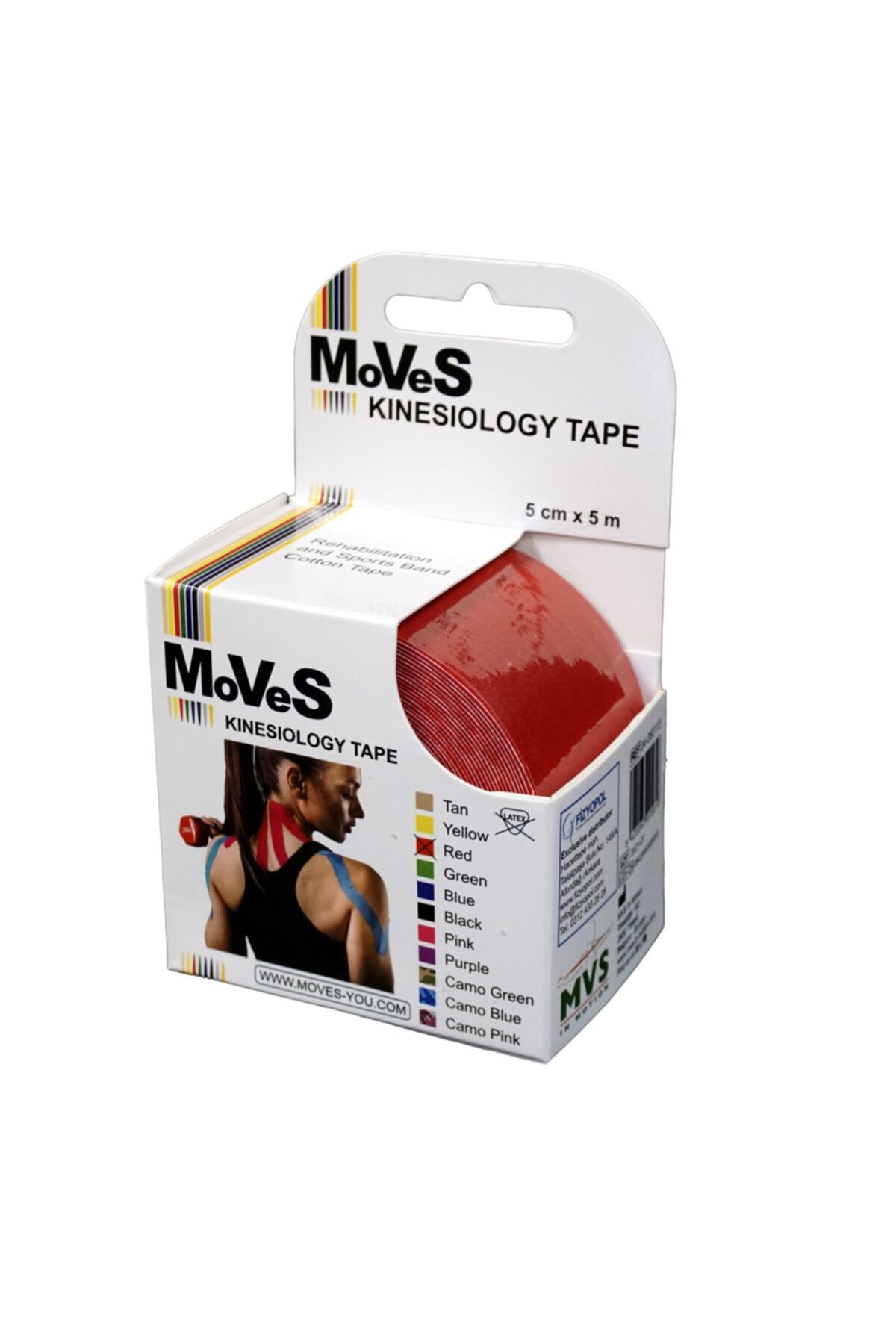 Moves Tape, Kırmızı Renk Kinesio,sporcu Ağrı Bandı 5 Metre X 5 Cm