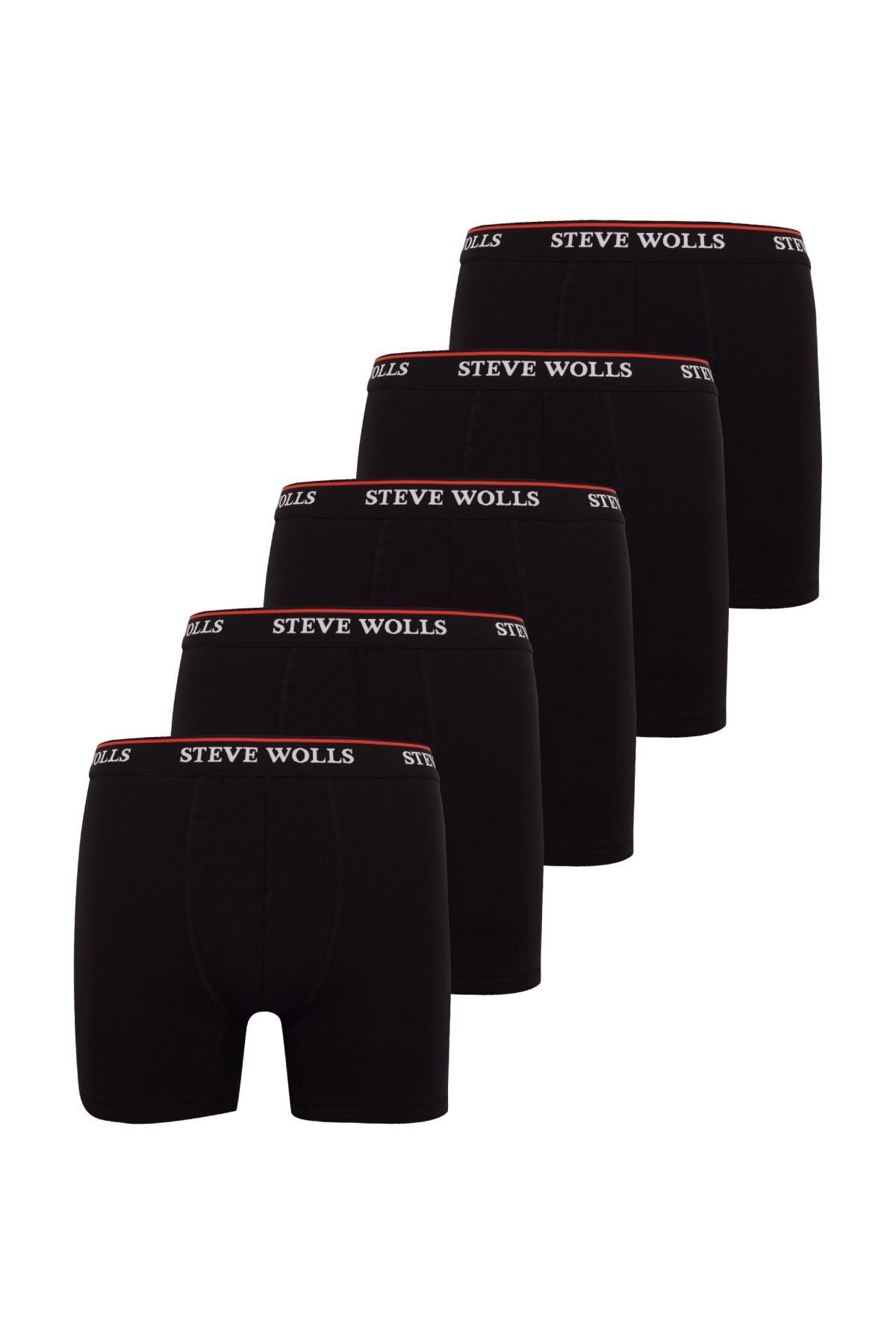Steve Wolls Erkek Siyah Düz Renk 5'li Boxer Set