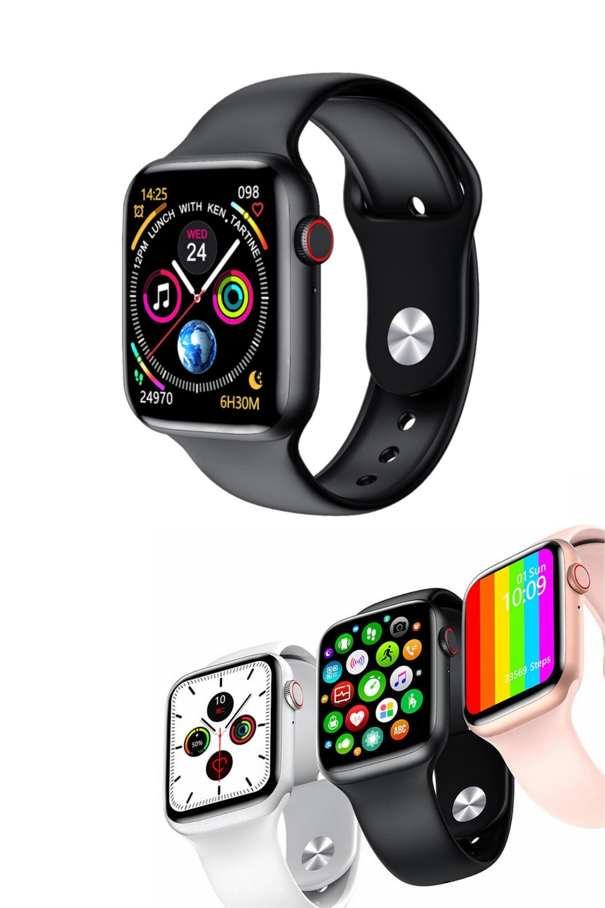 Abbruch Xiaomi Redmi Note 9, 9s, 9 Pro Uyumlu Watch 6 Plus Smartwatch Full Mod Aktif Siyah Akıllı Saat