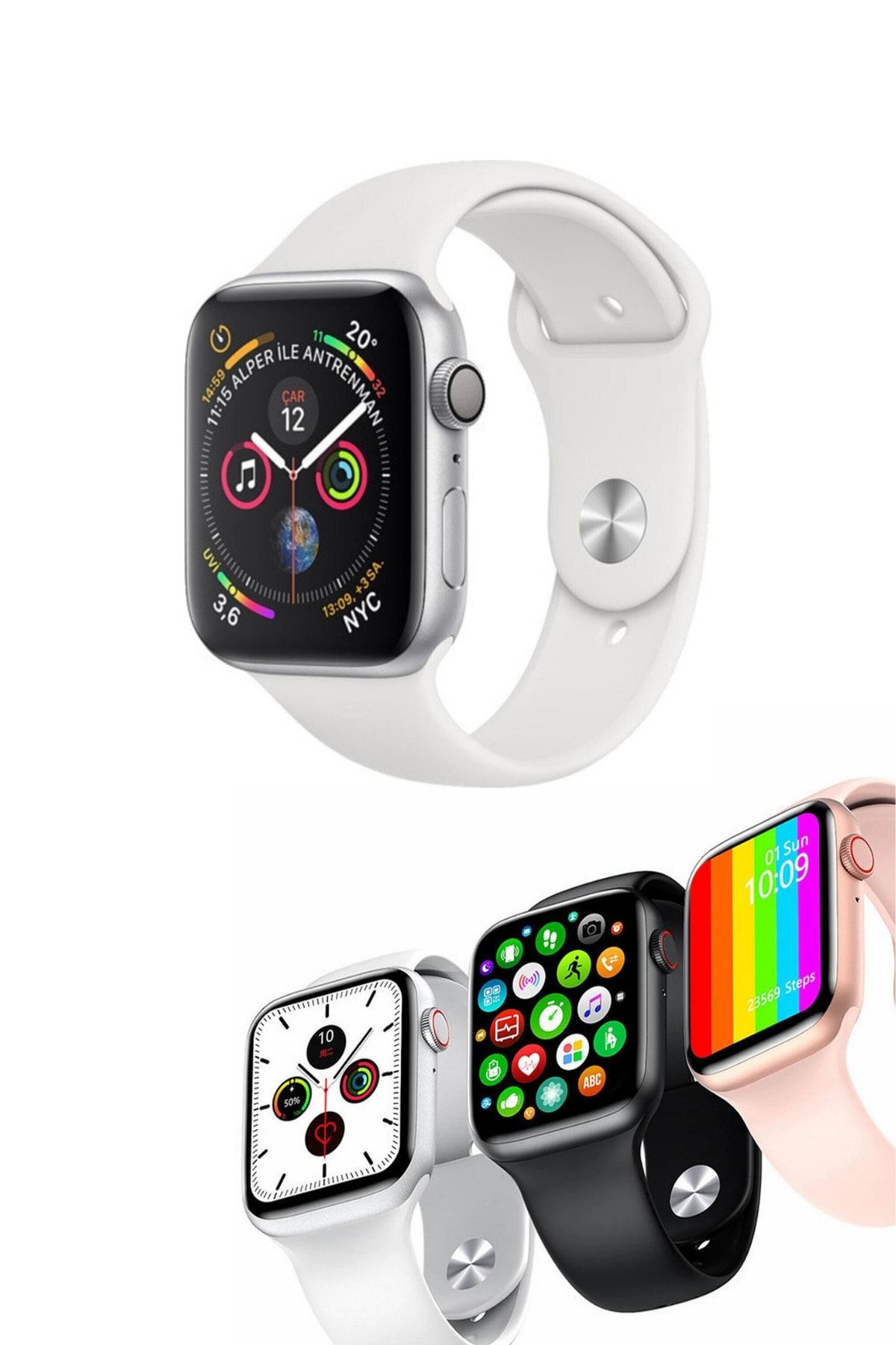 Abbruch Xiaomi Mi 9, 9 Lite, 9 Se Uyumlu Watch 6 Plus Smartwatch Full Spor Mod Aktif Beyaz Akıllı Saat