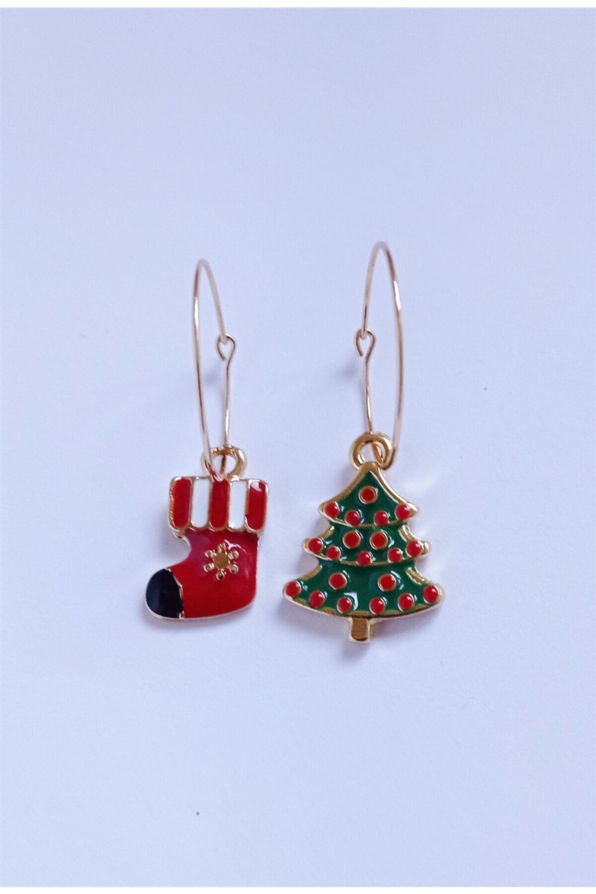 Kırk Dükkan Yılbaşı Çam Ağacı Noel Baba Çorabı Halka Küpe
