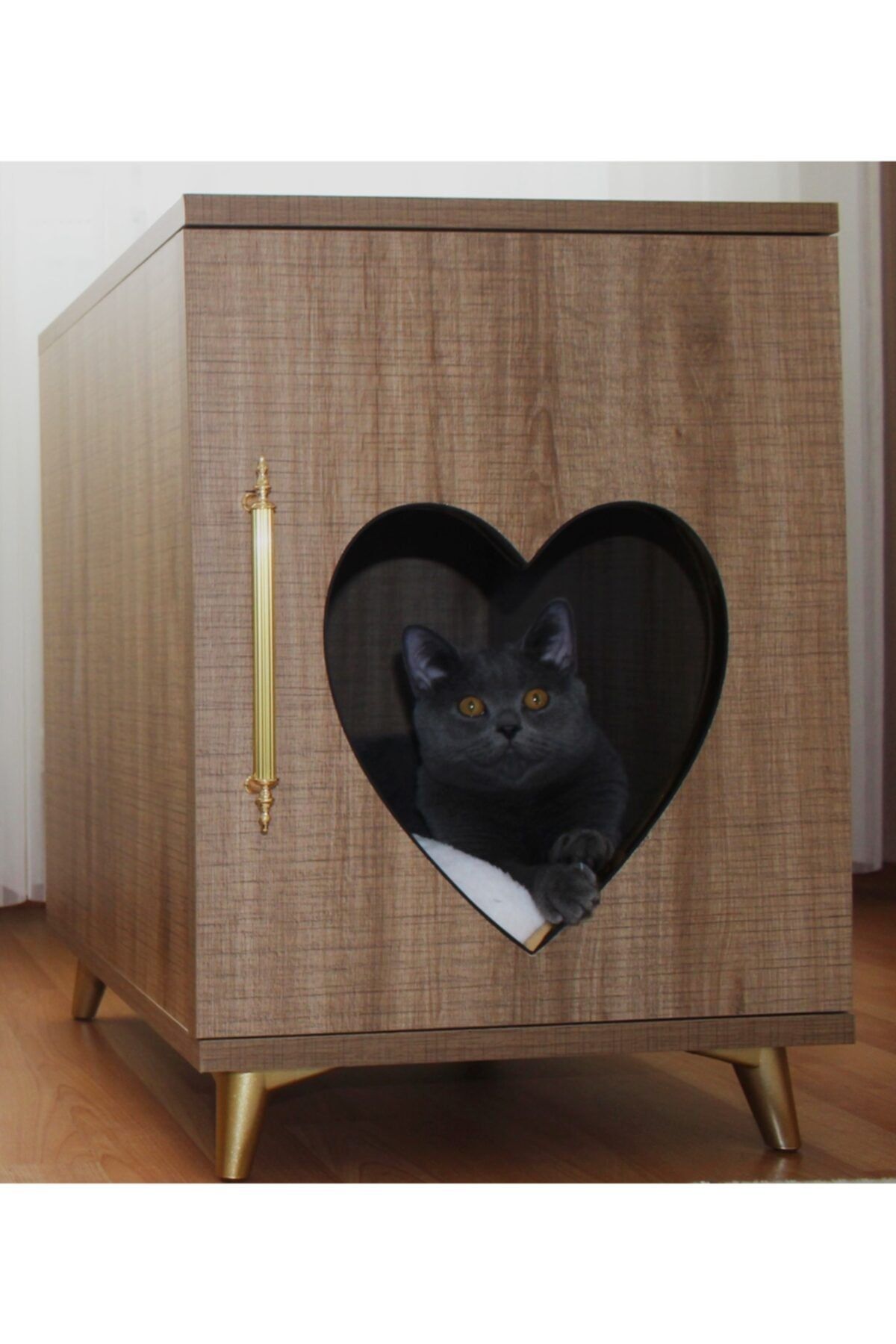 hommdecoo Kedi Evi & Sehpa & Kalp Kapaklı Sümela Kedi Yuvası