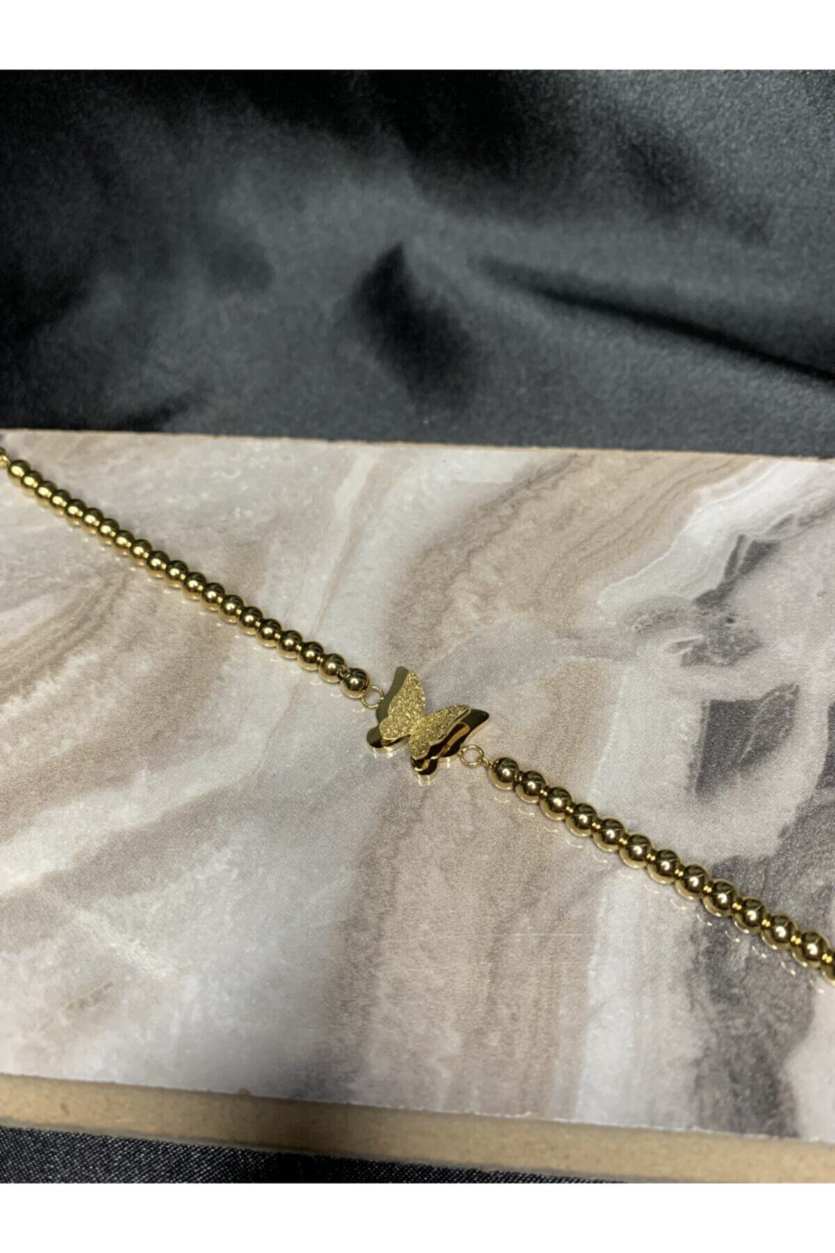 ARSLAN JEWELRY Gold Kelebek Detaylı Zincir Bileklik