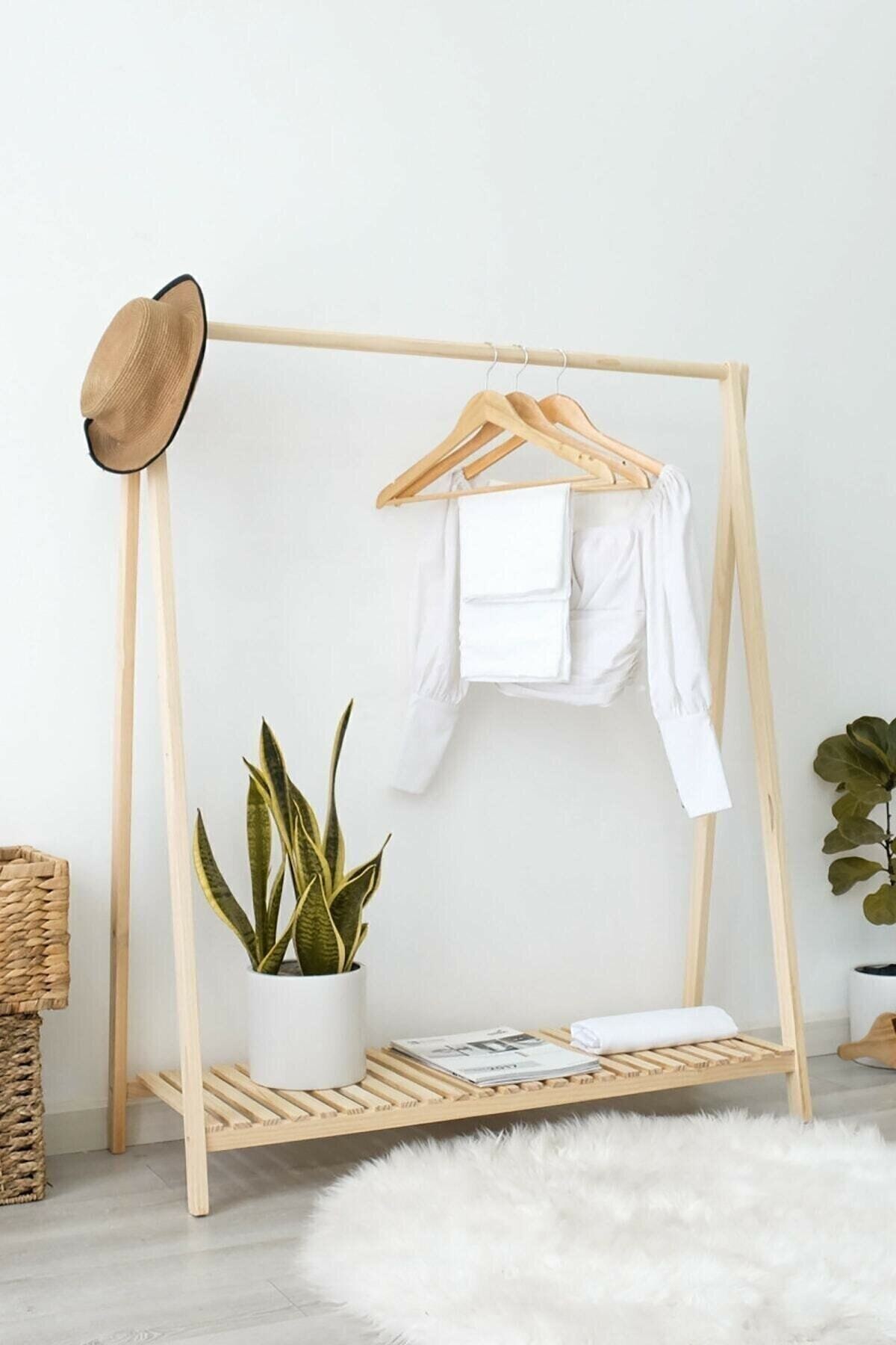 Minimal Wood Store Ahşap Elbise Askısı 125 X 106 Cm