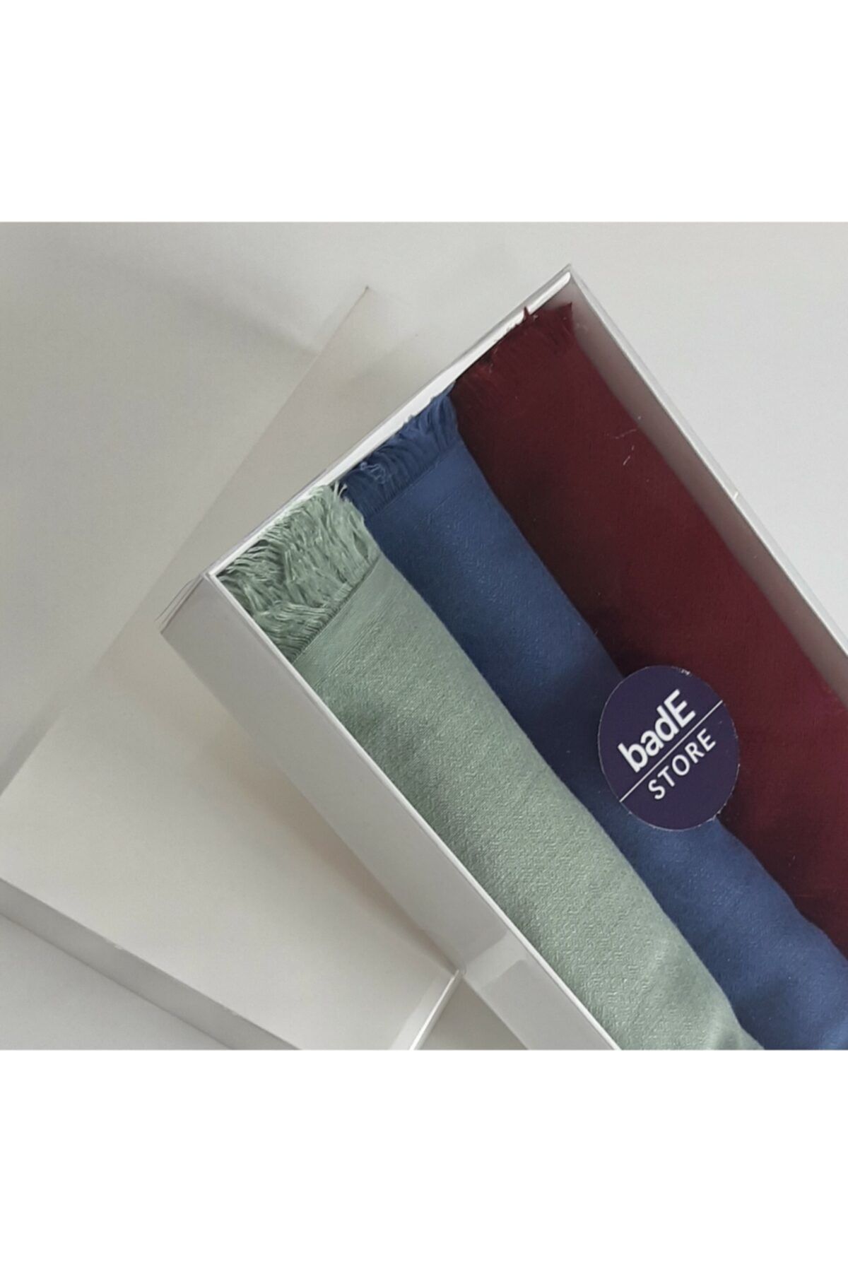 BURDEN IPEK Alisya Pamuk Kare Eşarp Üçlü Paket Mint-İndigo-Bordo