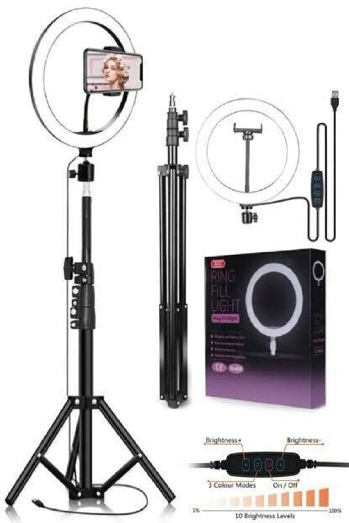 DÜVENCİ TİCARET Ring Fill Light Led Işıklı Tripod 10 Inç Halka Youtuber Tiktok Makyaj Işığı Ayaklı Tripot