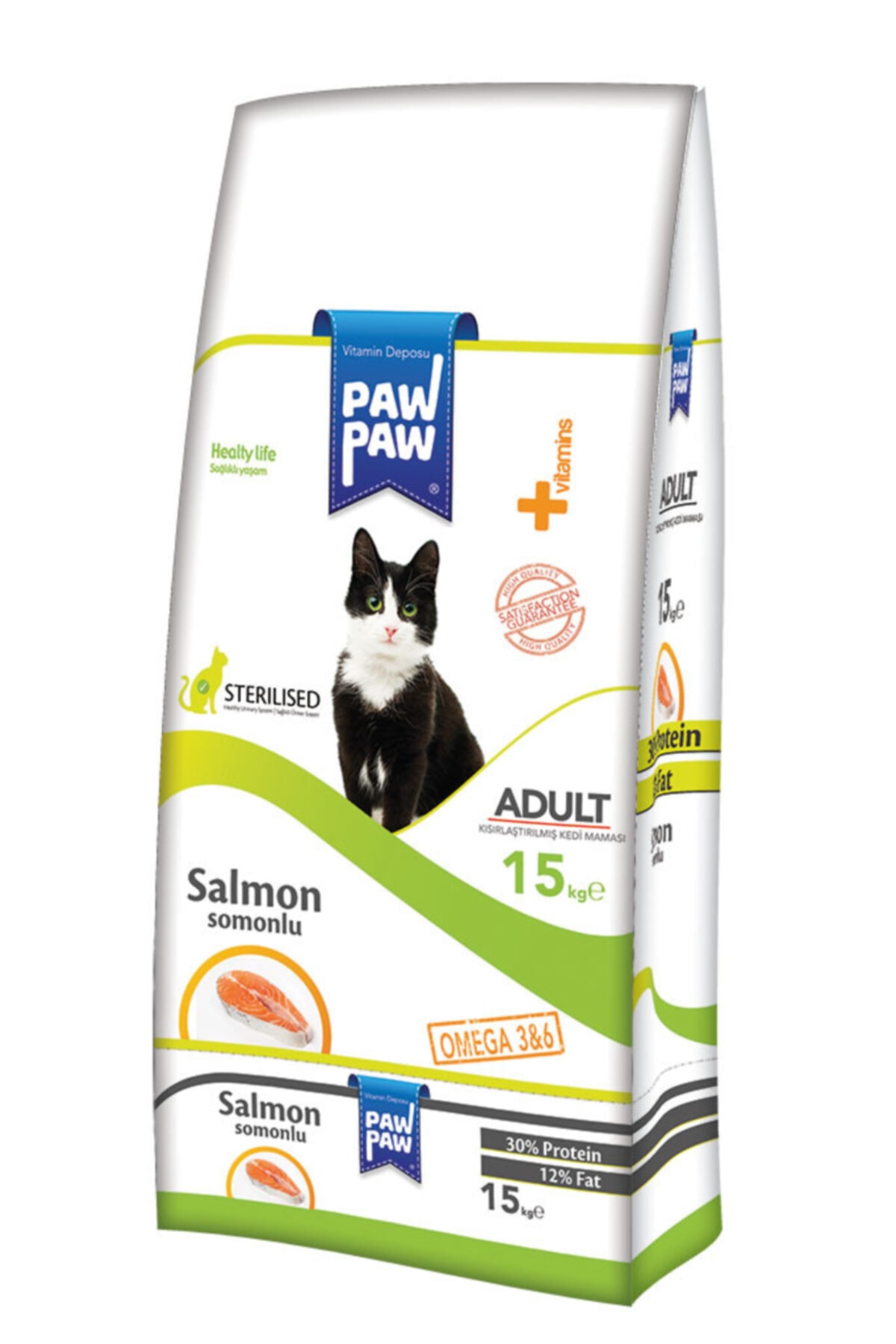 PawPaw Paw Paw Sterilised Somonlu Kısırlaştırılmış Kedi Maması 15 Kg