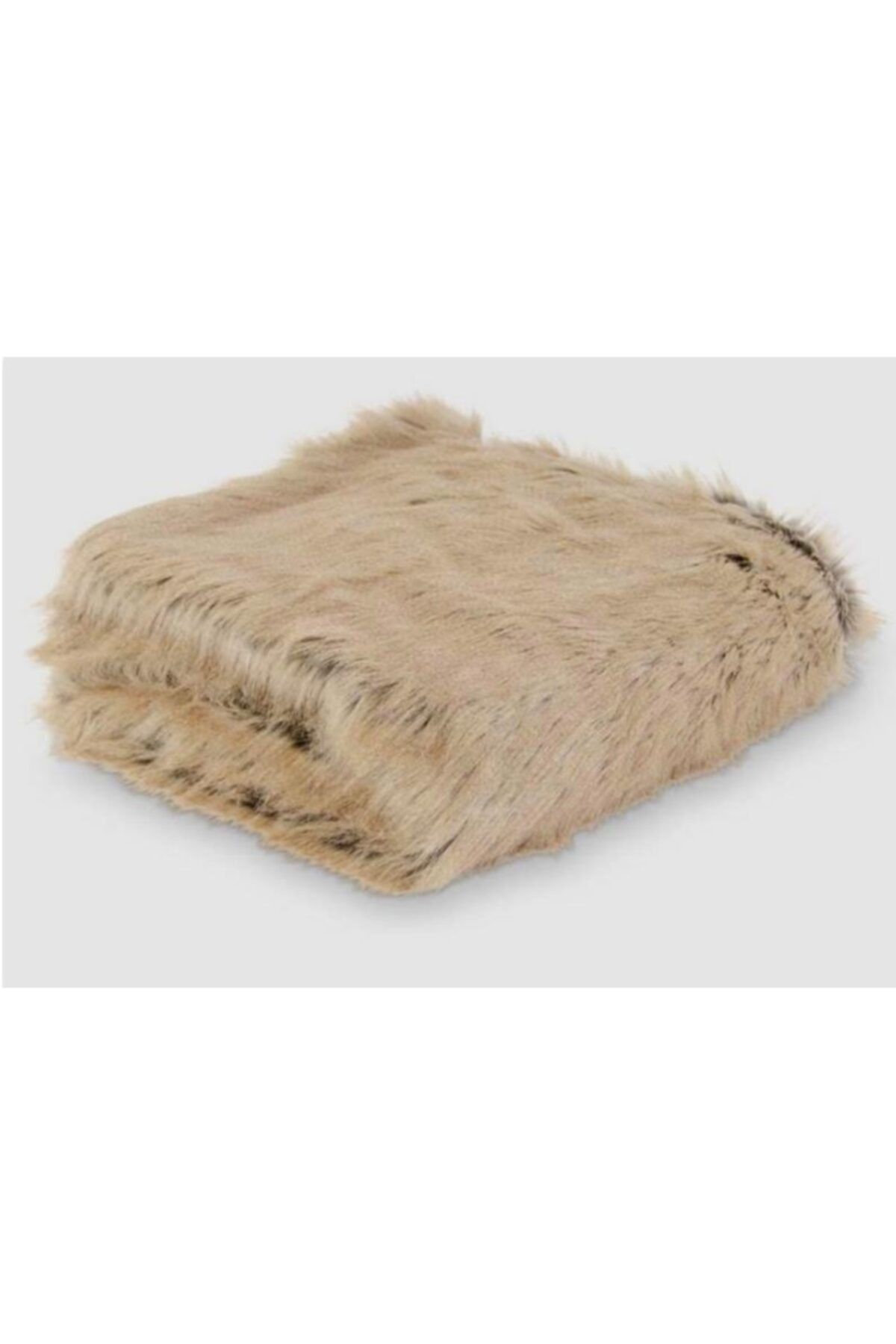 MER HOME Bej Peluş Yatak Koltuk Şalı 140x140